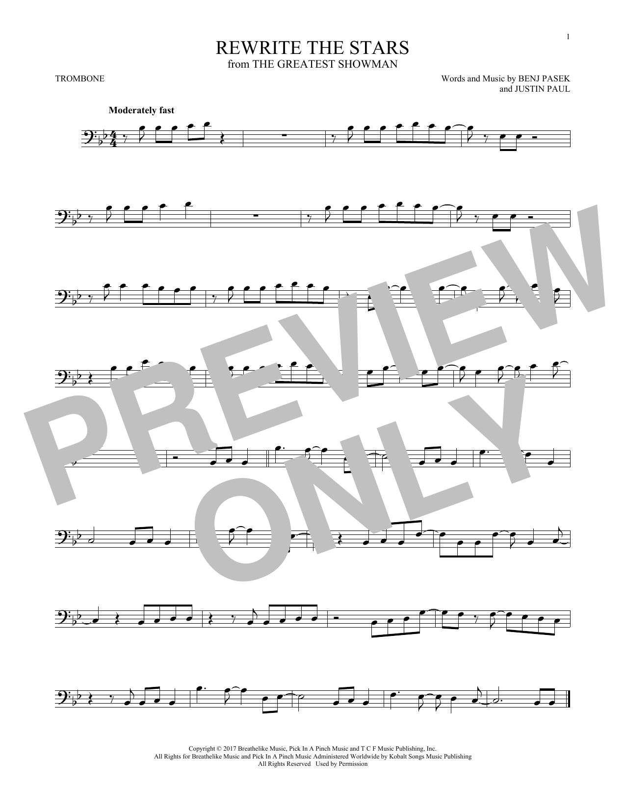 Rewrite The Stars (from The Greatest Showman) (Trombone Solo) von Pasek & Paul