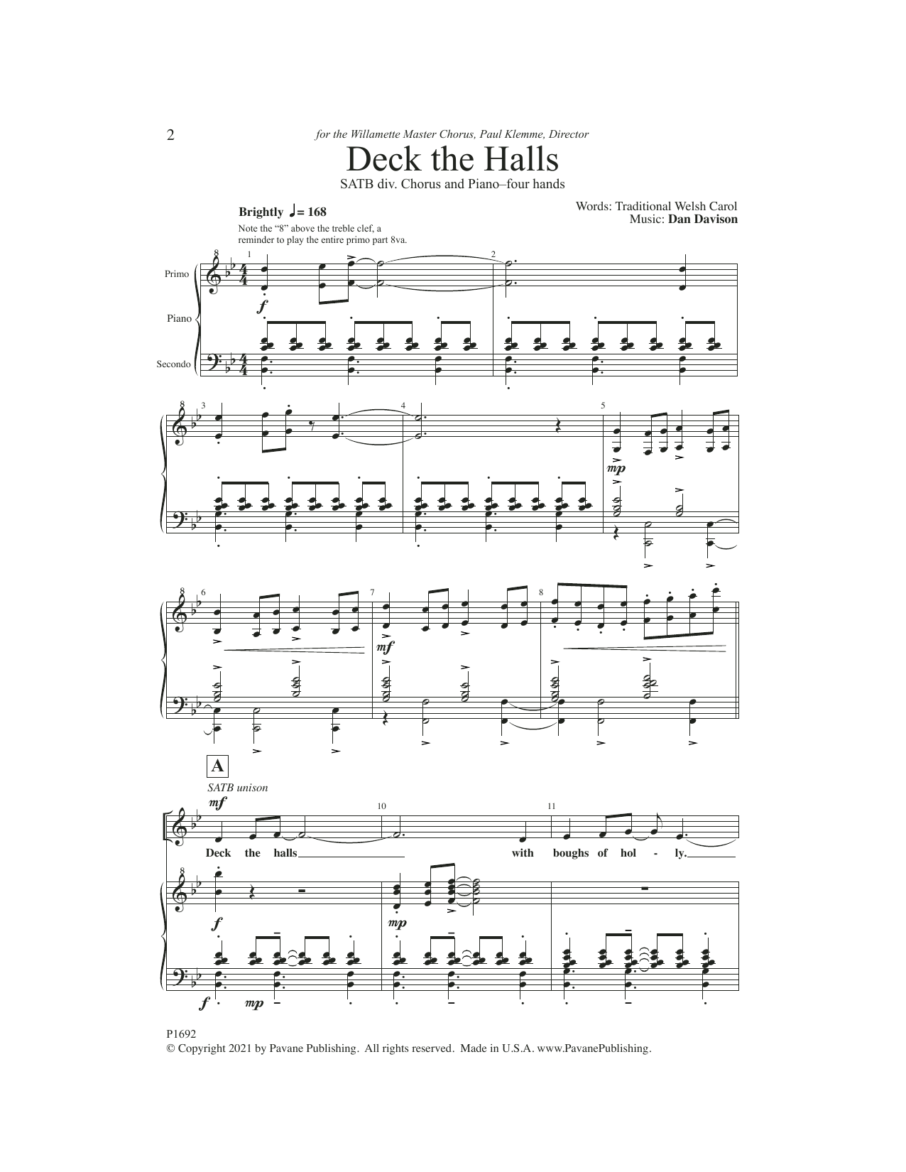 Deck the Halls (SATB Choir) von Dan Davison