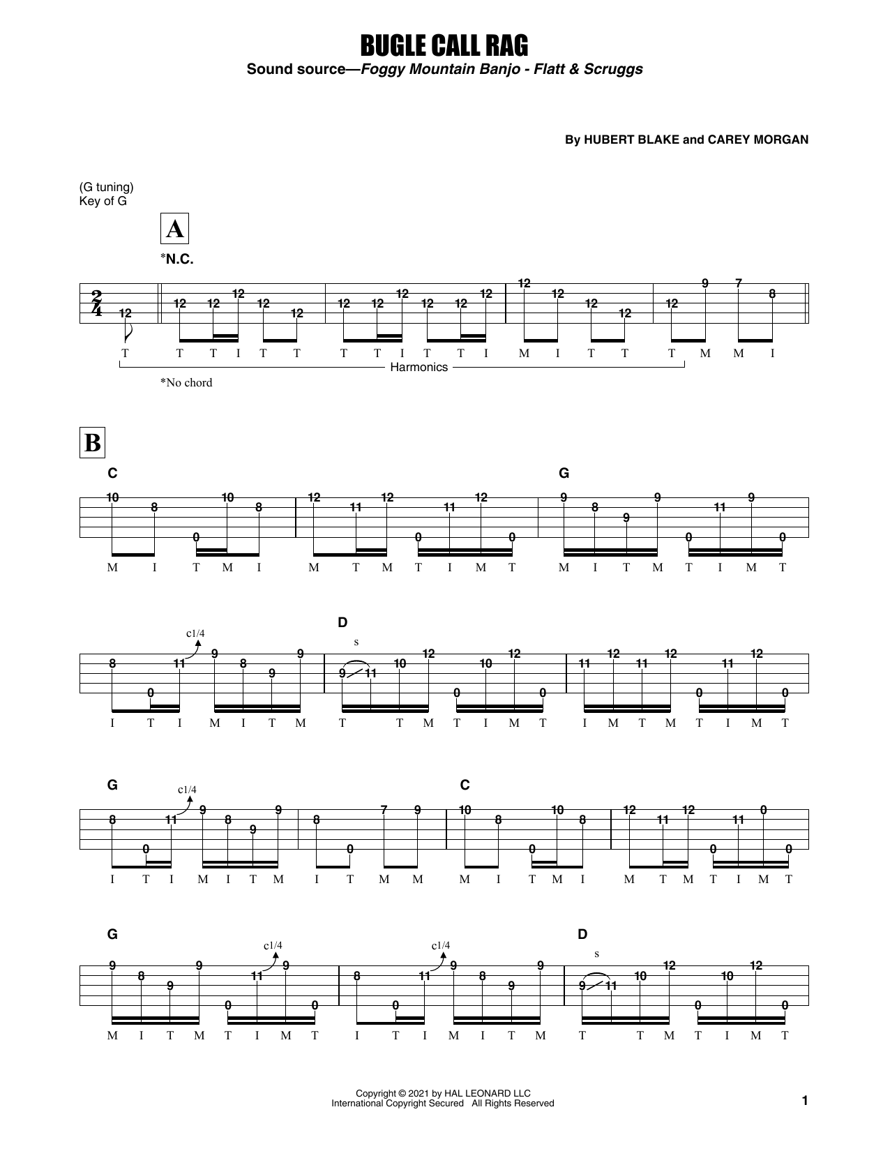 Bugle Call Rag (Banjo Tab) von Flatt & Scruggs