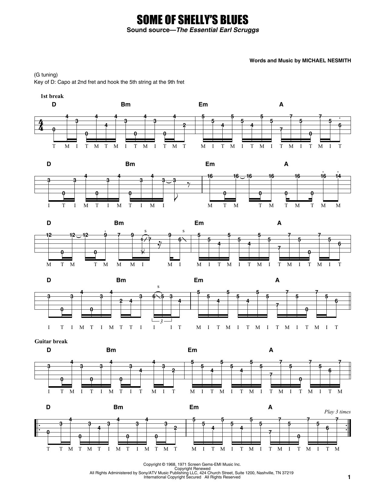 Some Of Shelly's Blues (Banjo Tab) von Earl Scruggs