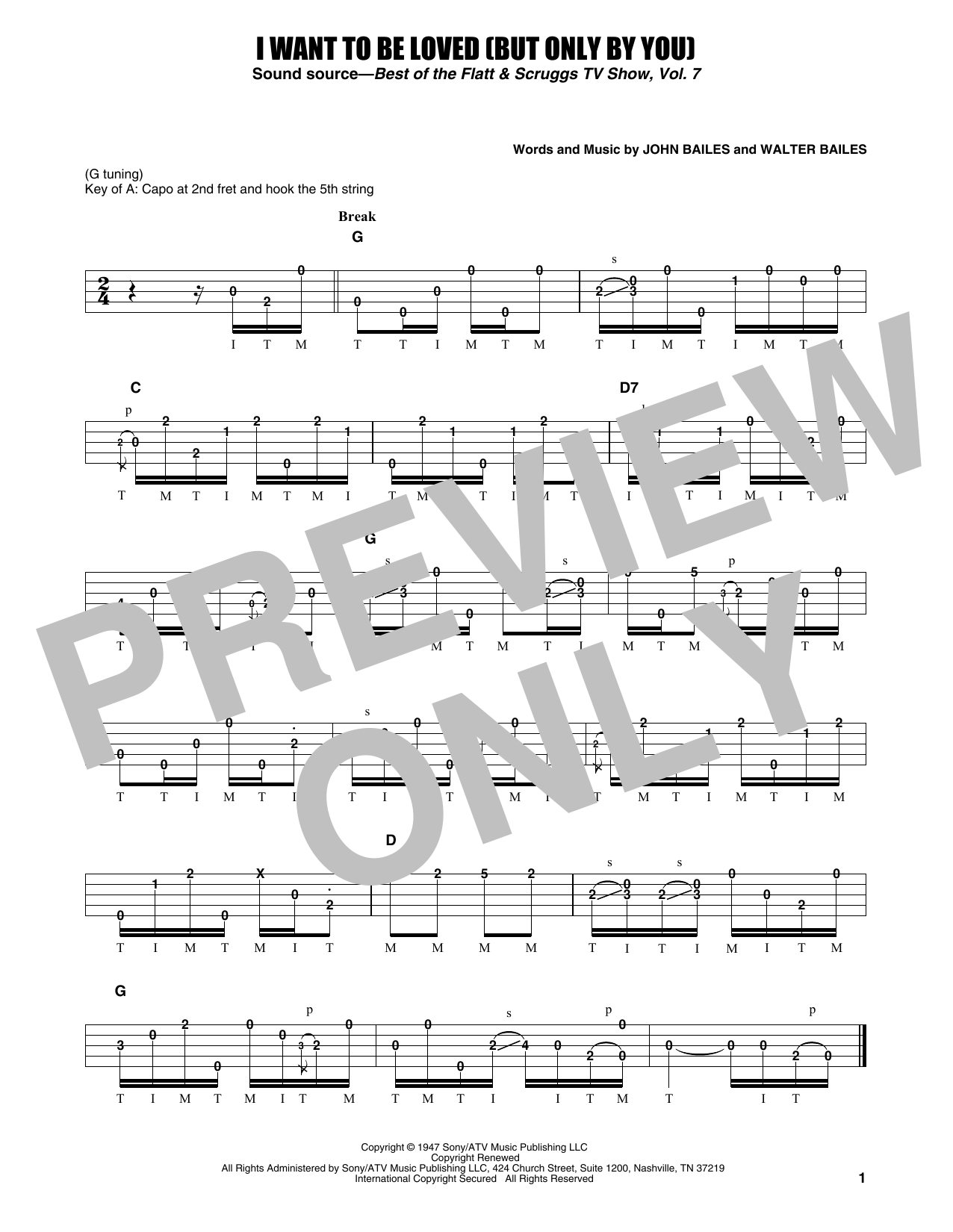 I Want To Be Loved (But Only By You) (Banjo Tab) von Earl Scruggs