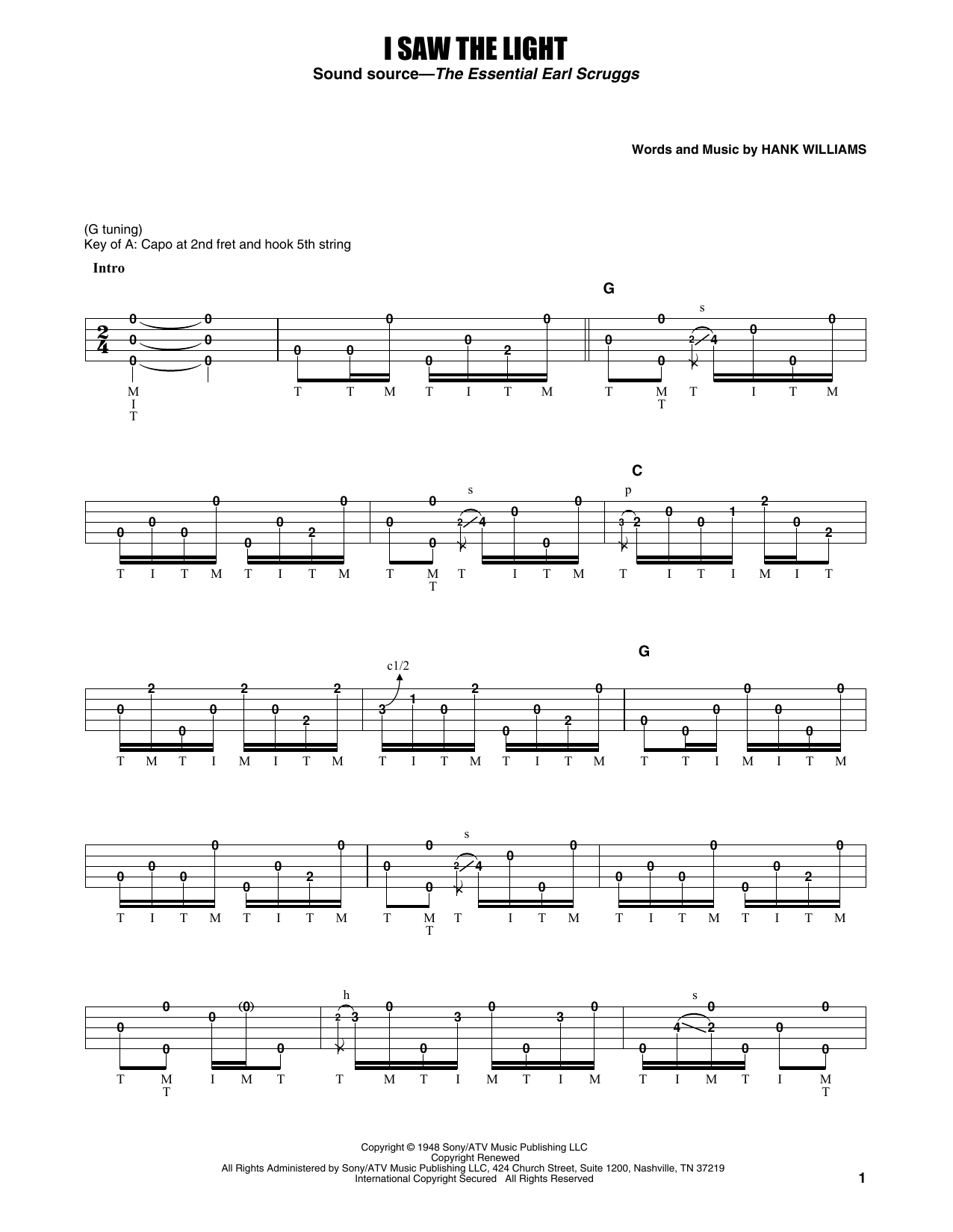 I Saw The Light (Banjo Tab) von Earl Scruggs