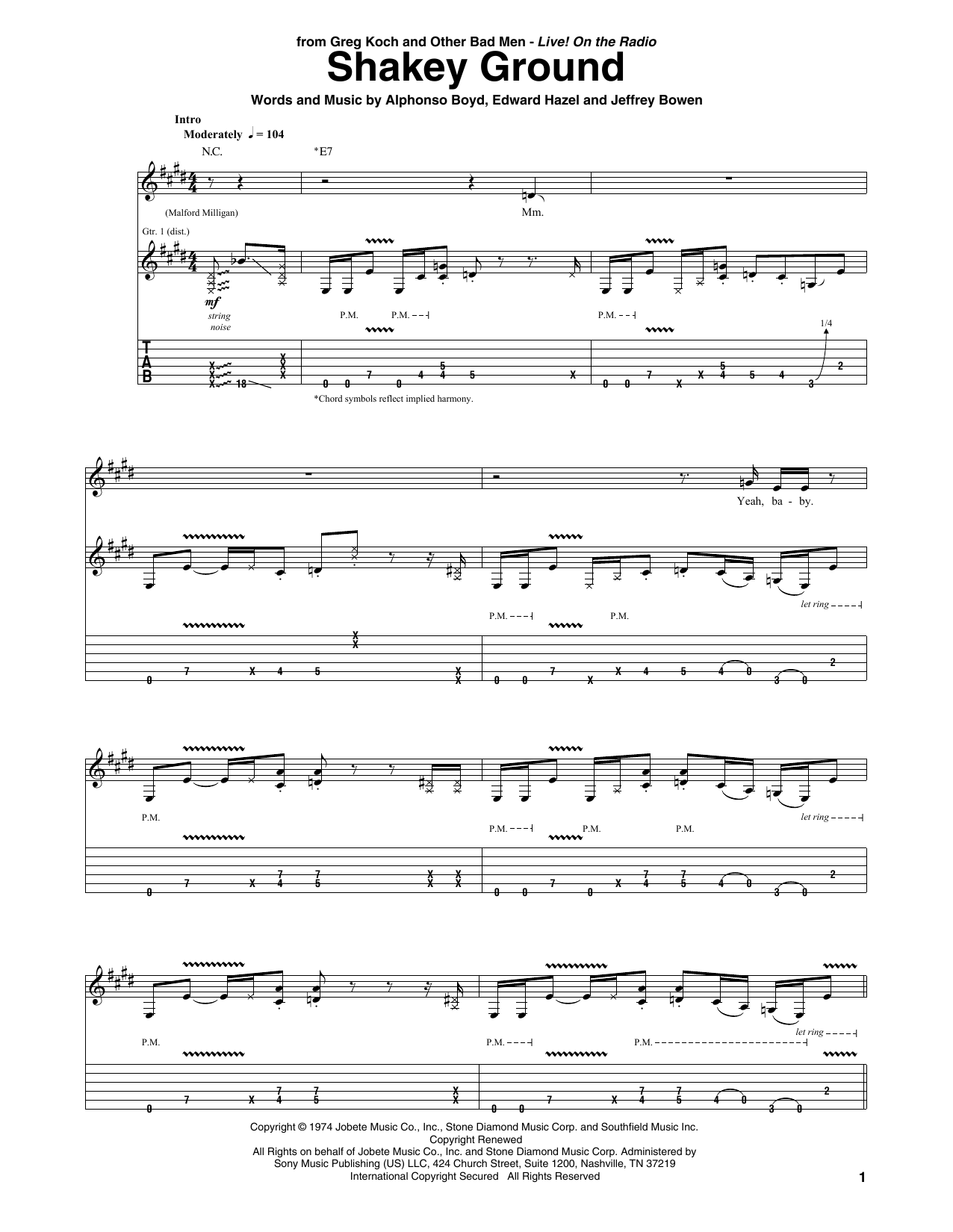 Shakey Ground (Guitar Tab) von Greg Koch