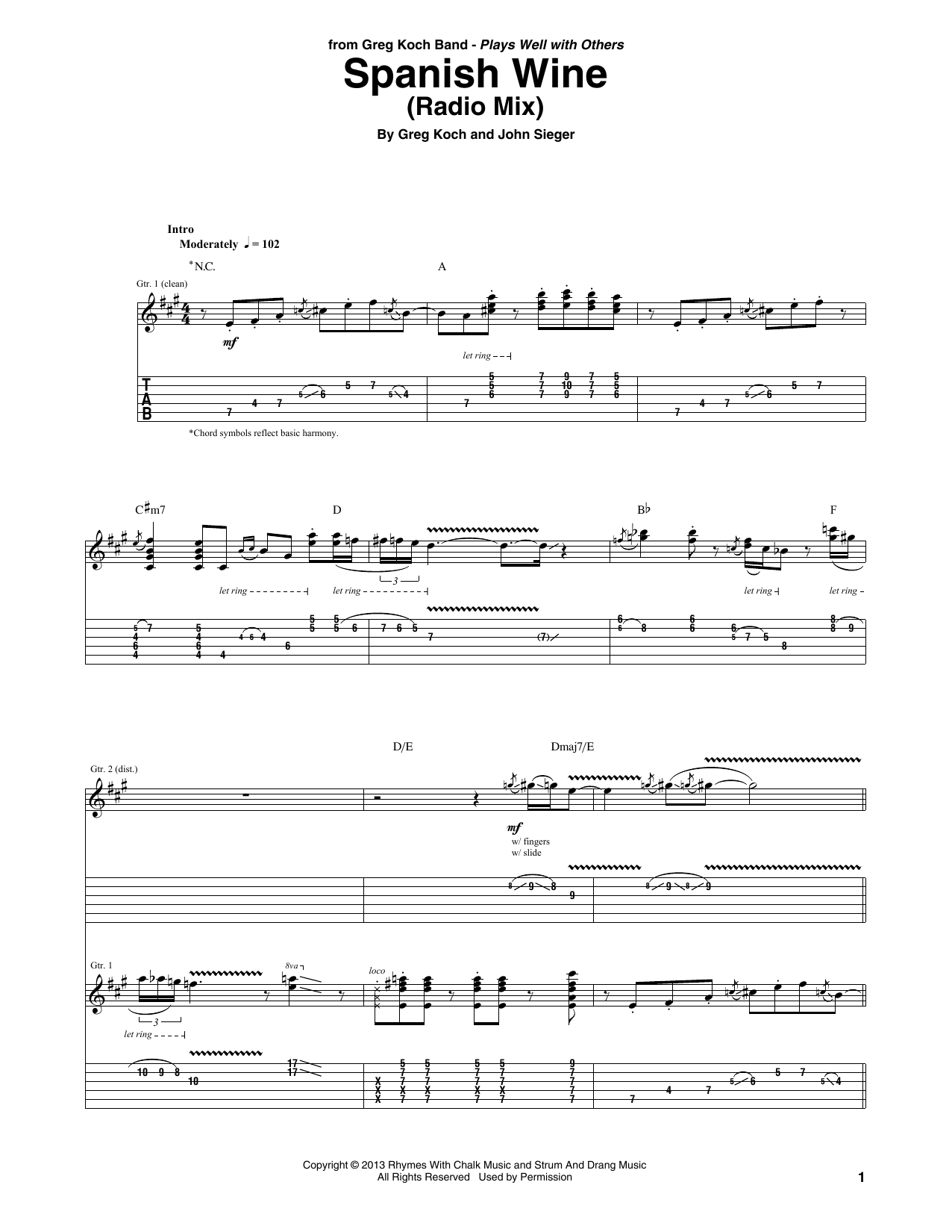 Spanish Wine (Guitar Tab) von Greg Koch