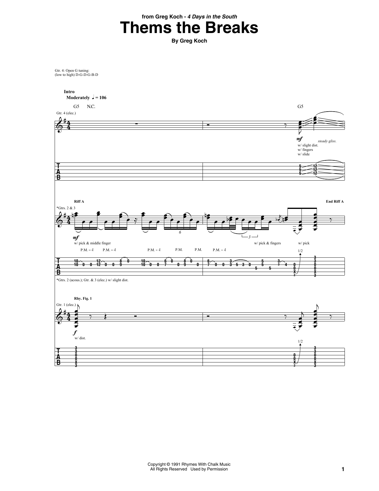 Thems The Breaks (Guitar Tab) von Greg Koch