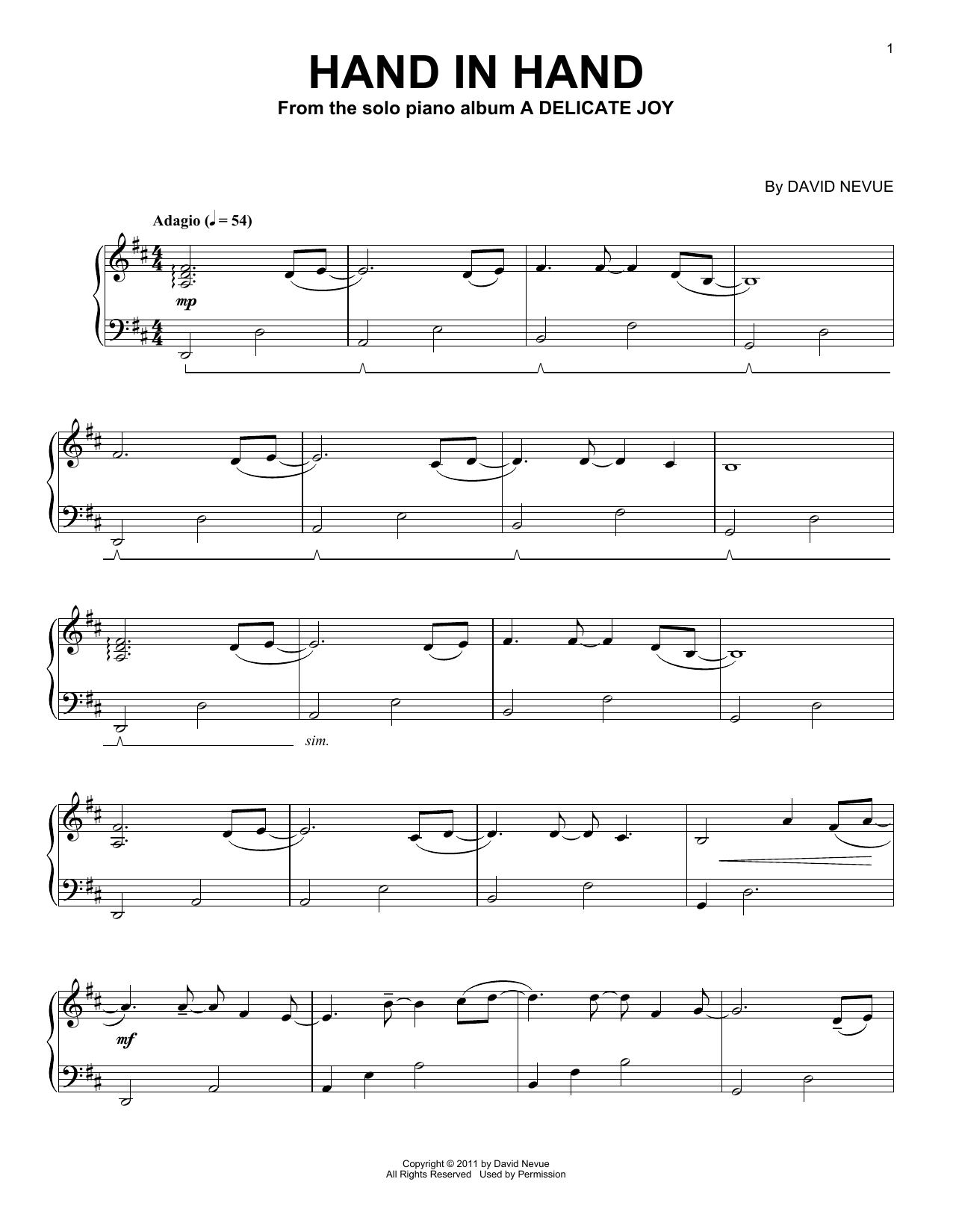 Hand In Hand (Piano Solo) von David Nevue