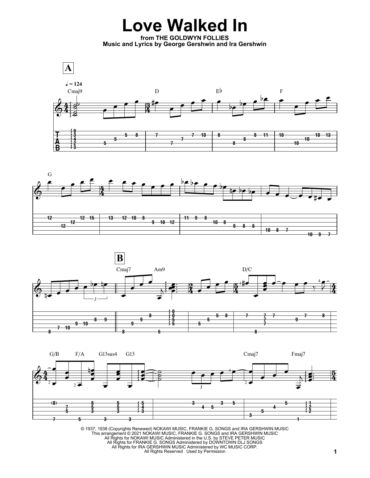 Love Walked In (arr. Matt Otten) (Solo Guitar) von George Gershwin