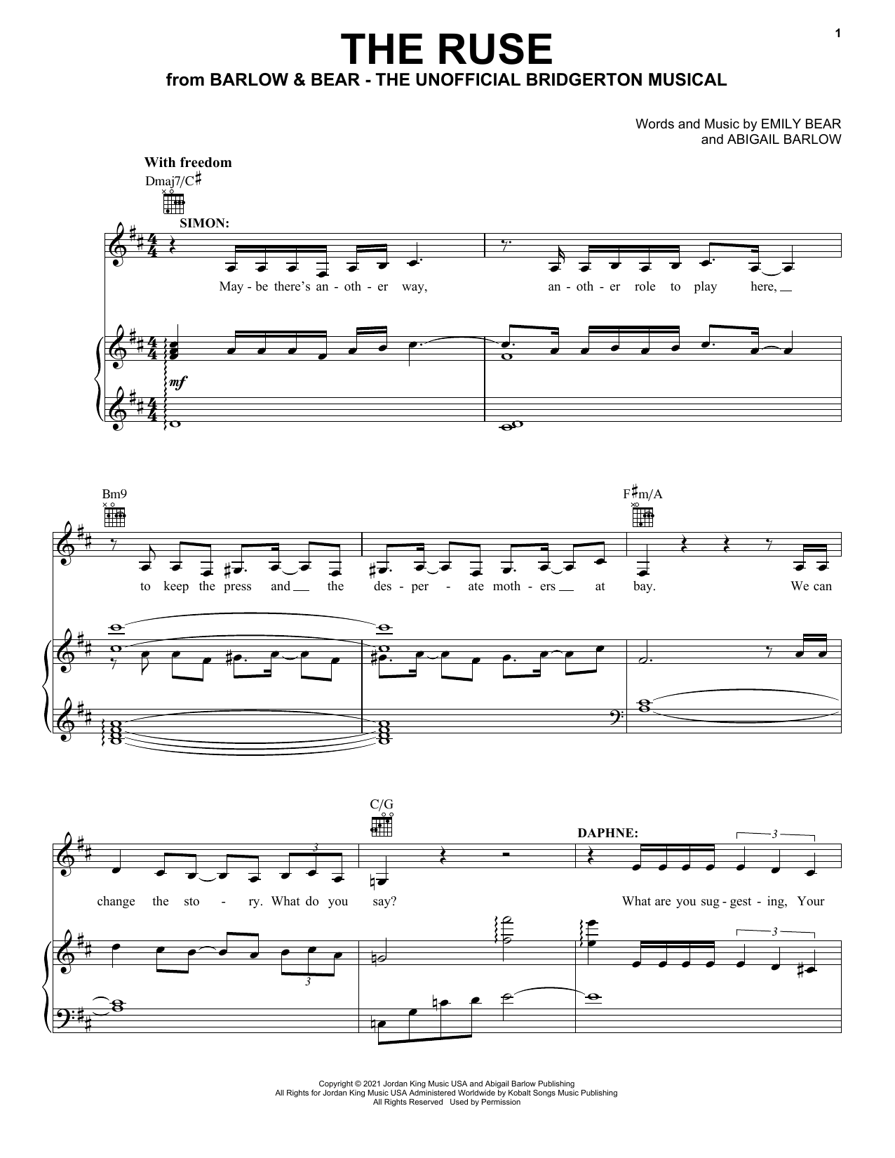 The Ruse (from The Unofficial Bridgerton Musical) (Piano, Vocal & Guitar Chords (Right-Hand Melody)) von Barlow & Bear