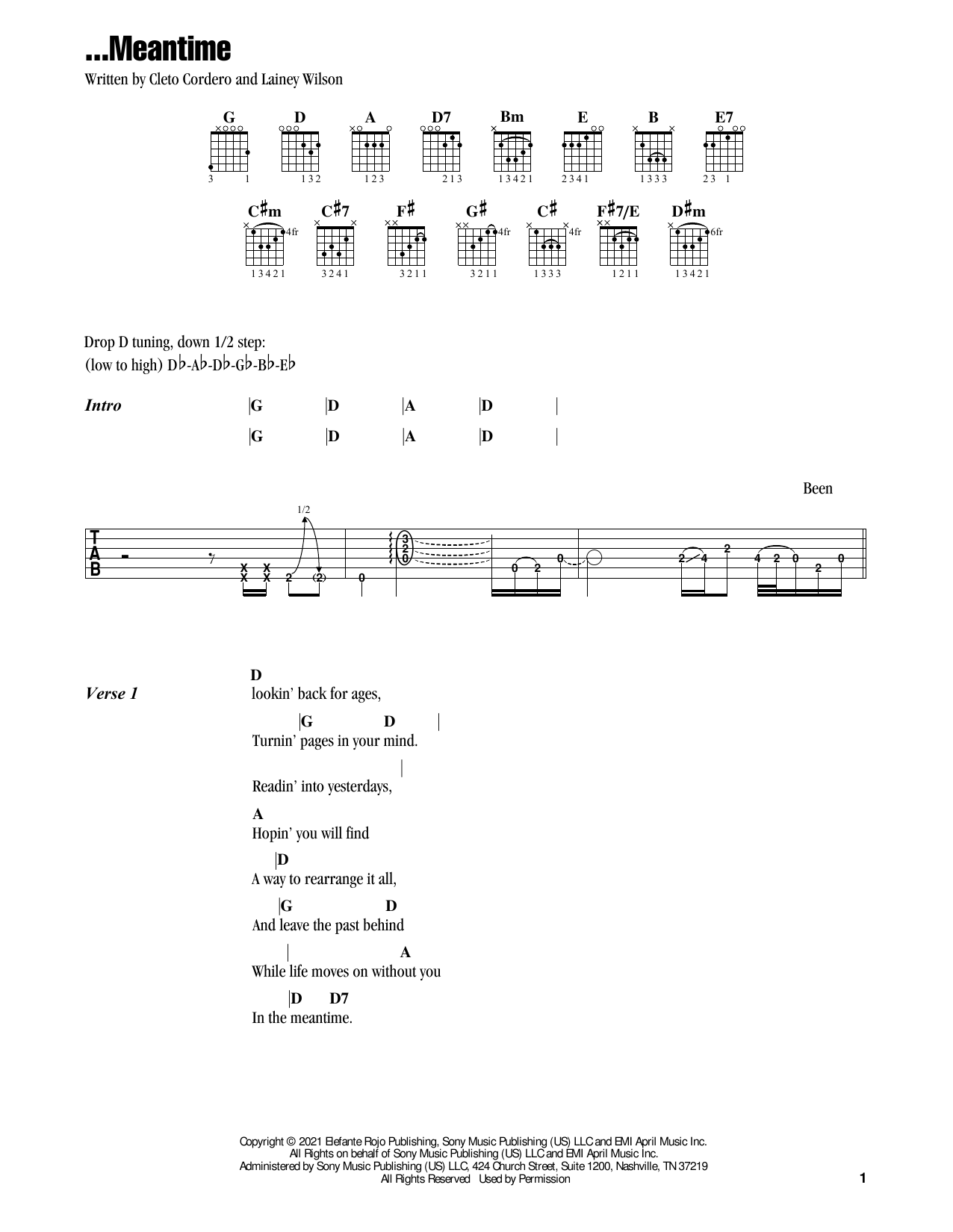 ...Meantime (Guitar Chords/Lyrics) von Flatland Cavalry