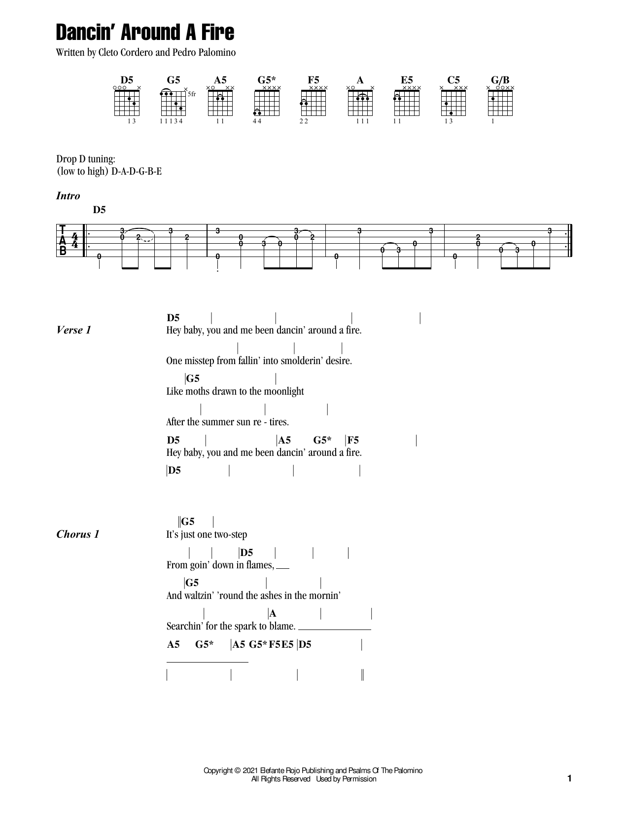 Dancin' Around A Fire (Guitar Chords/Lyrics) von Flatland Cavalry