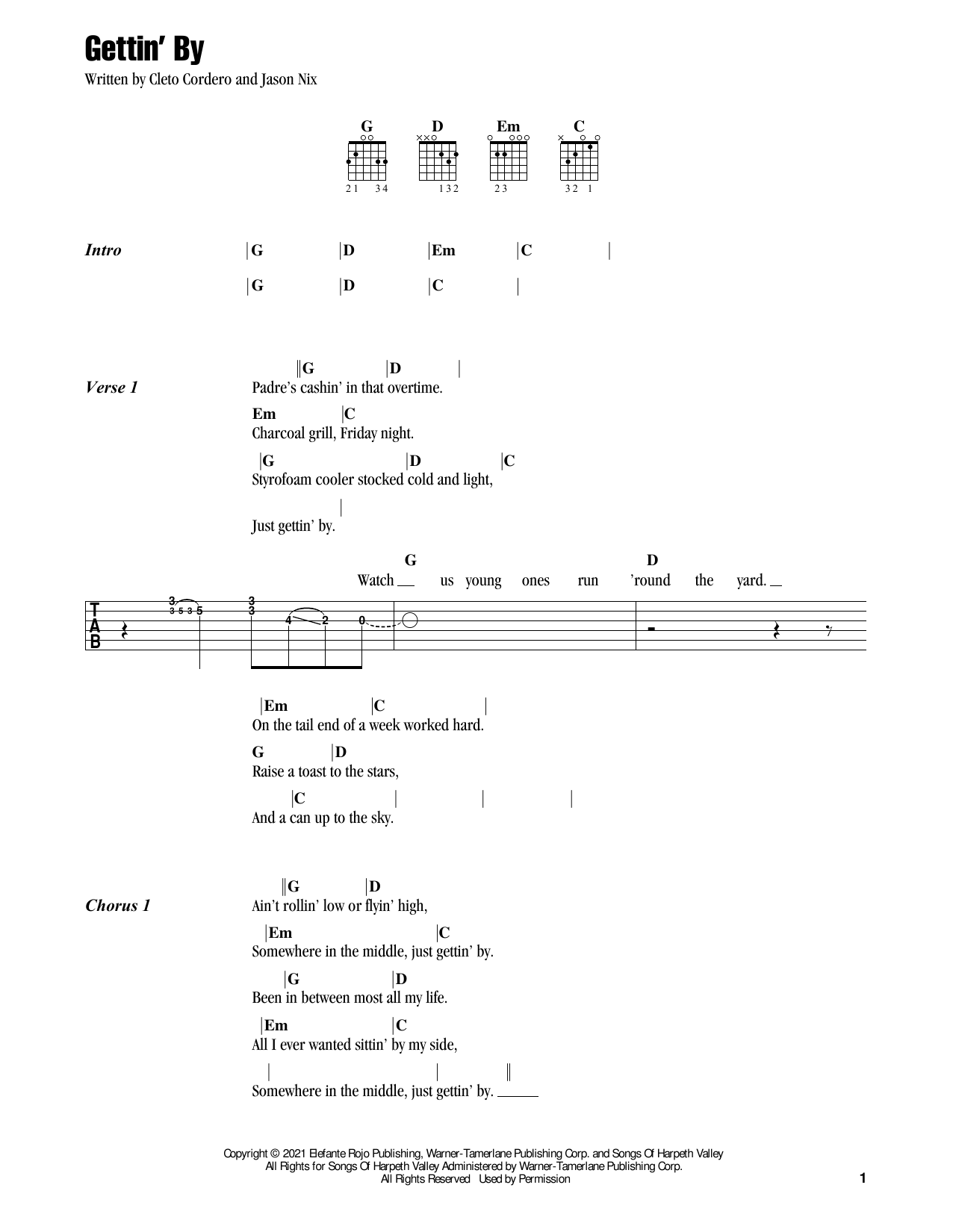 Gettin' By (Guitar Chords/Lyrics) von Flatland Cavalry