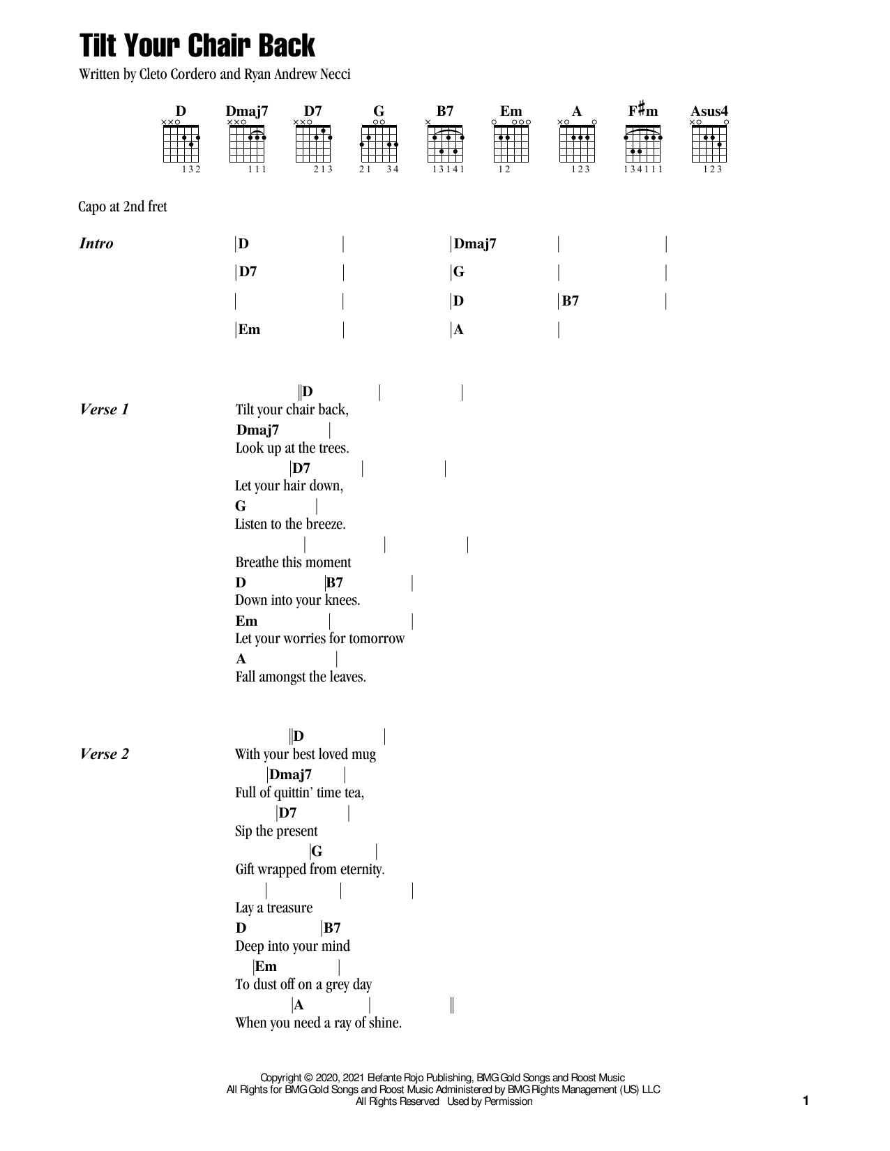 Tilt Your Chair Back (Guitar Chords/Lyrics) von Flatland Cavalry