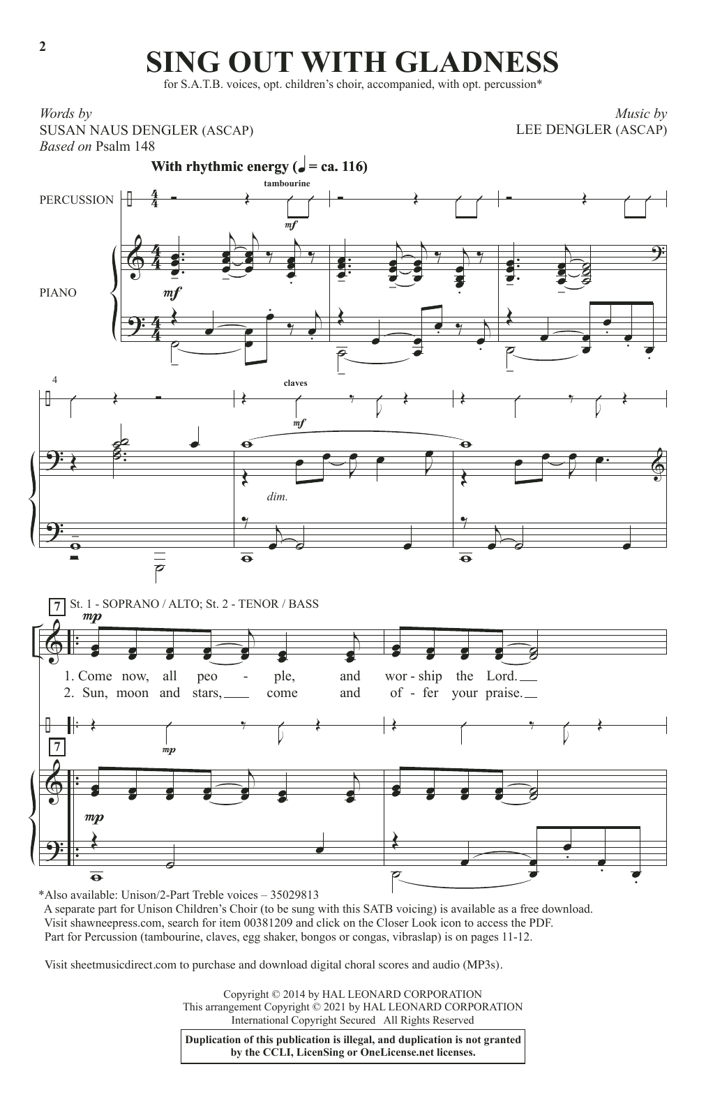 Sing Out With Gladness (SATB Choir) von Lee Dengler