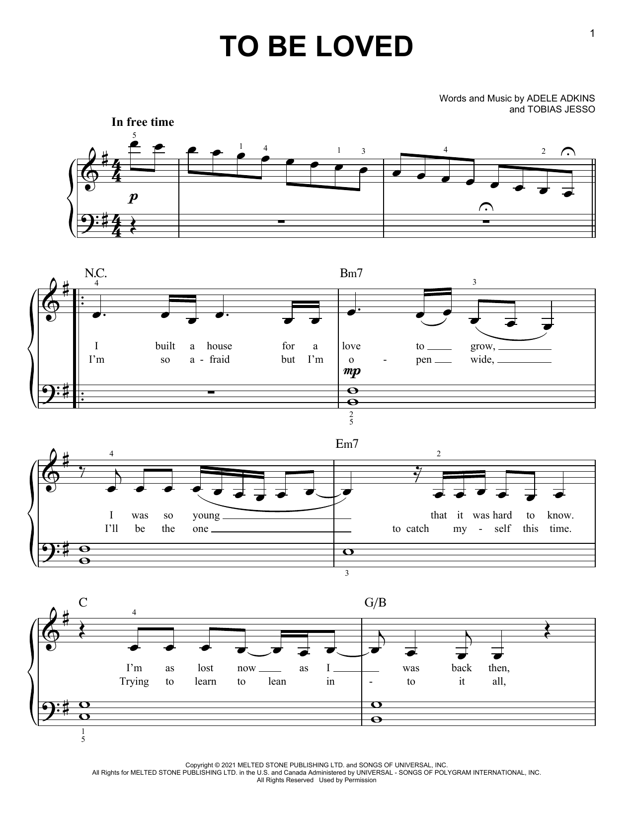 To Be Loved (Easy Piano) von Adele