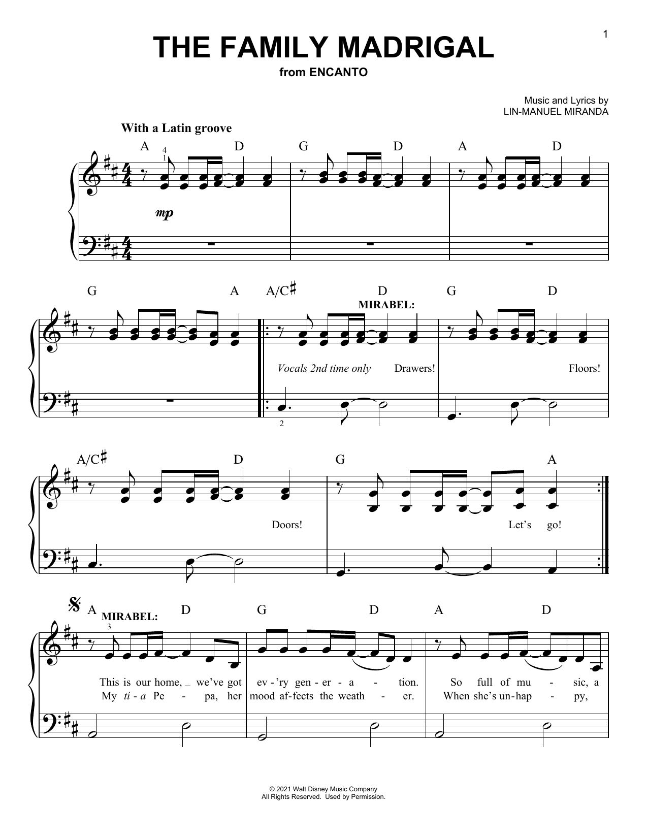 The Family Madrigal (from Encanto) (Easy Piano) von Lin-Manuel Miranda