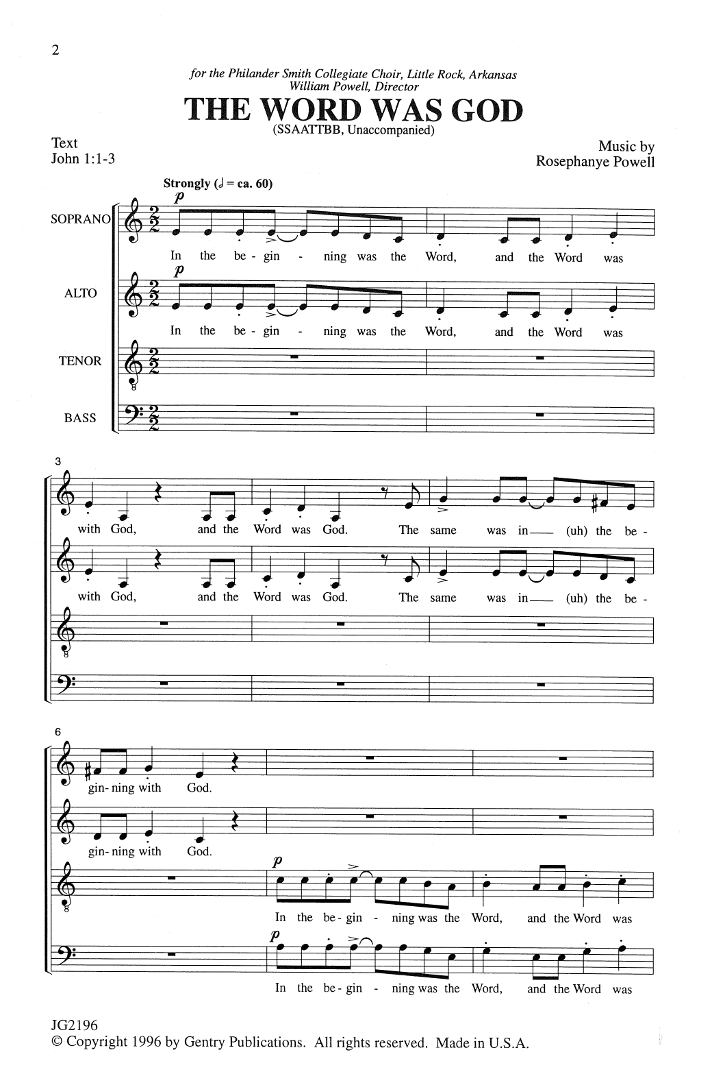 The Word Was God (SATB Choir) von Rosephanye Powell