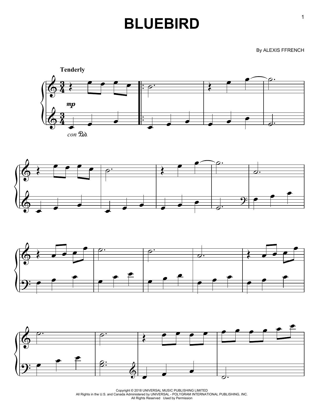 Bluebird (Easy Piano) von Alexis Ffrench