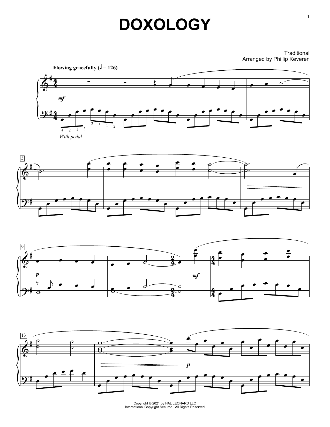 Doxology (arr. Phillip Keveren) (Piano Solo) von Traditional