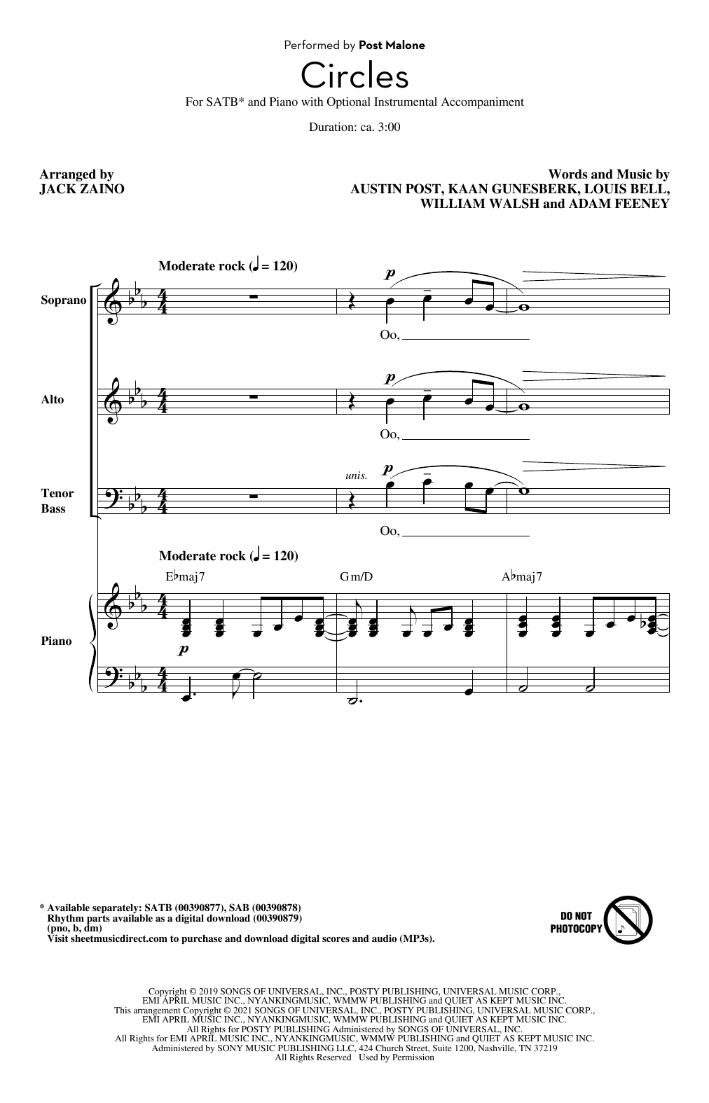 Circles (arr. Jack Zaino) (SATB Choir) von Post Malone