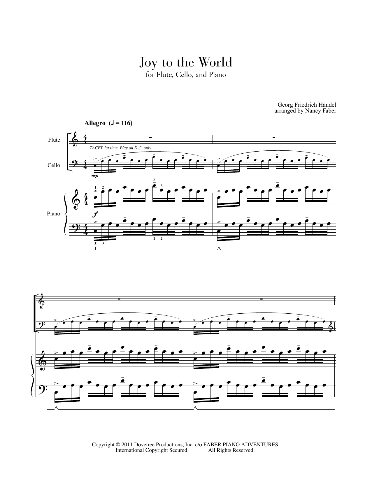 Joy to the World (for Flute, Cello, Piano) (Piano Adventures) von Nancy Faber