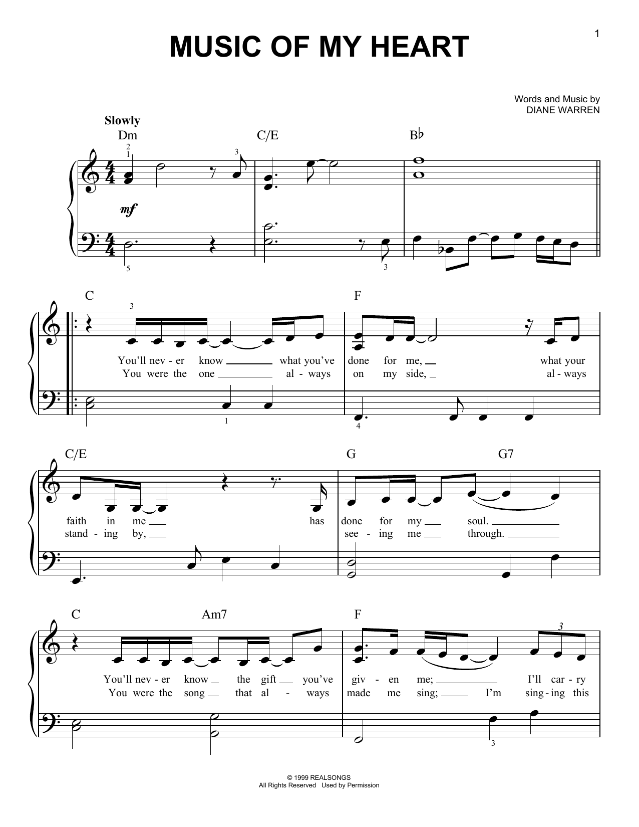 Music Of My Heart (Easy Piano) von *NSYNC & Gloria Estefan