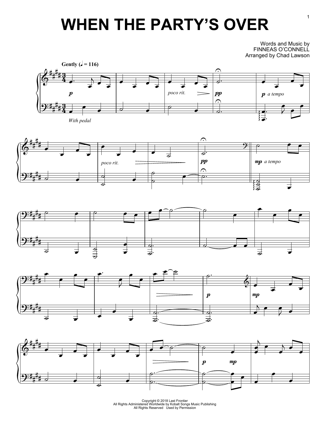 when the party's over (arr. Chad Lawson) (Piano Solo) von Billie Eilish