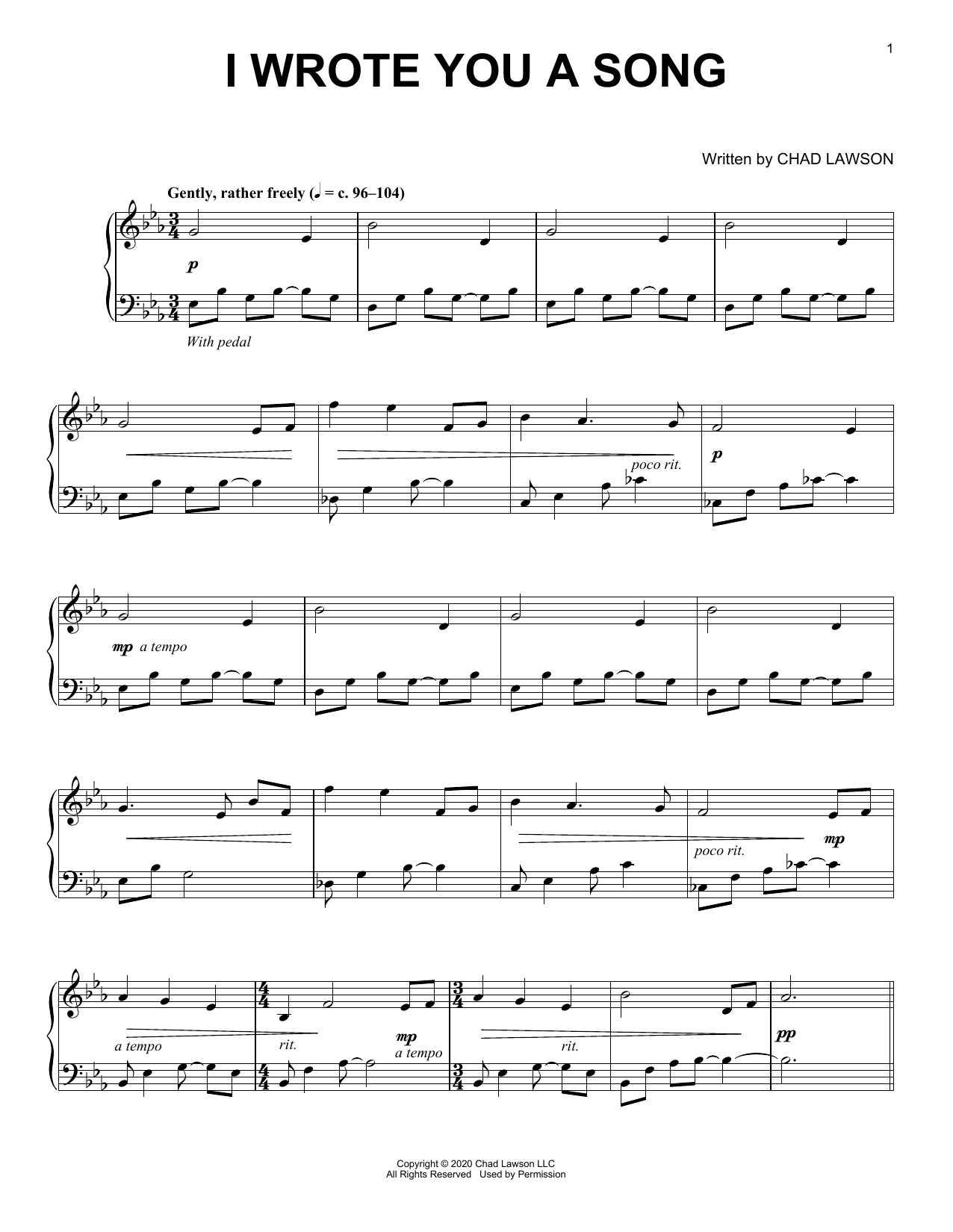 I Wrote You A Song (Piano Solo) von Chad Lawson