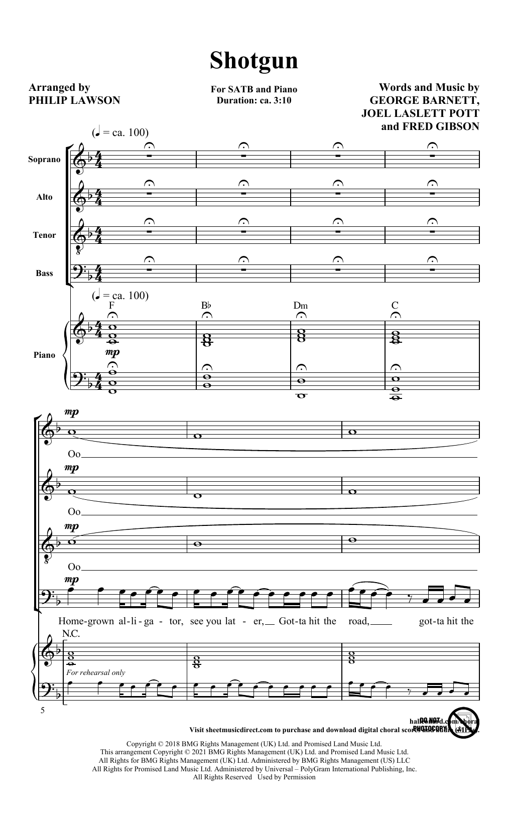 Shotgun (arr. Philip Lawson) (SATB Choir) von George Ezra