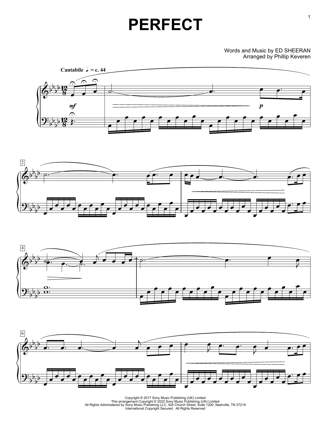 Perfect (arr. Phillip Keveren) (Piano Solo) von Ed Sheeran