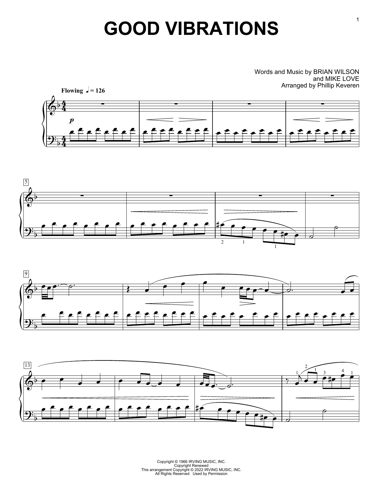 Good Vibrations (arr. Phillip Keveren) (Piano Solo) von The Beach Boys