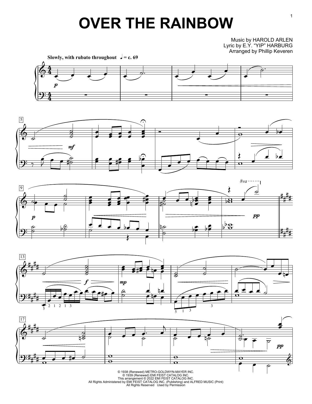 Over The Rainbow (arr. Phillip Keveren) (Piano Solo) von Judy Garland