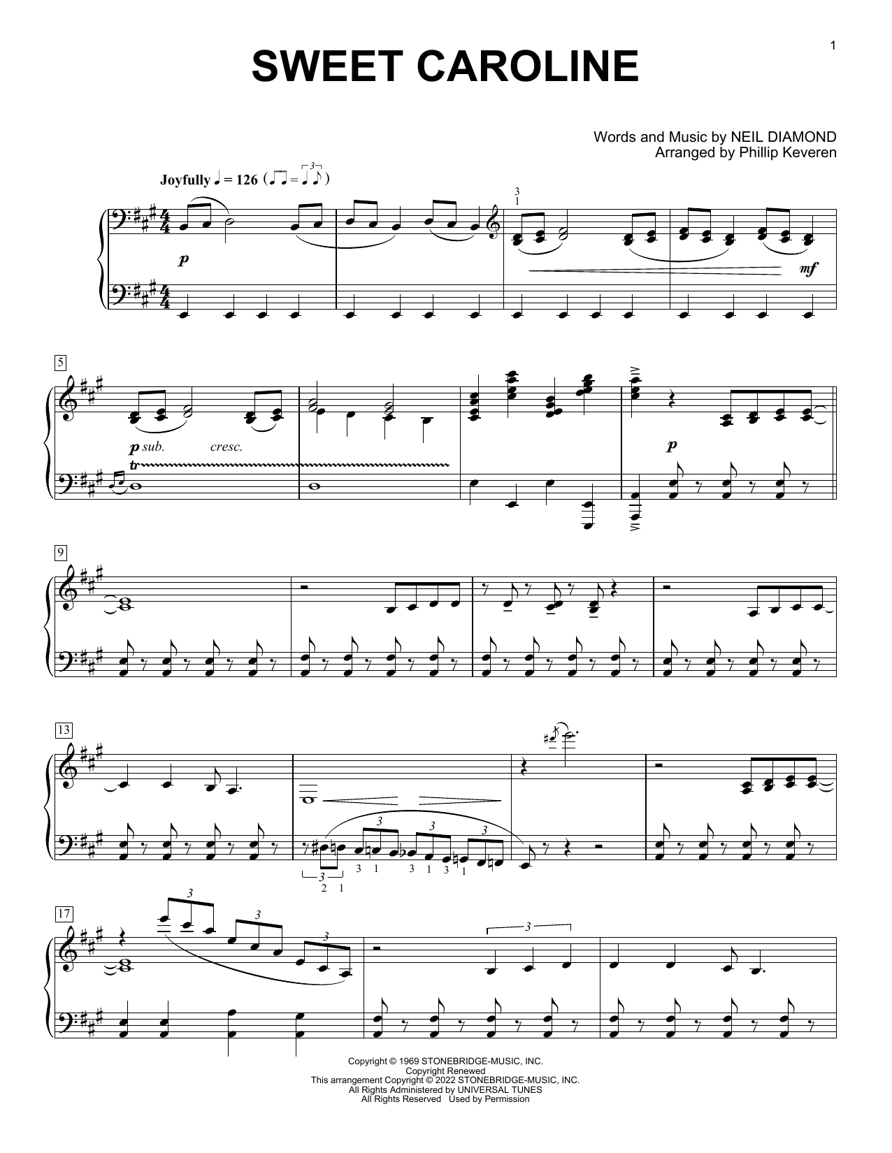 Sweet Caroline (arr. Phillip Keveren) (Piano Solo) von Neil Diamond