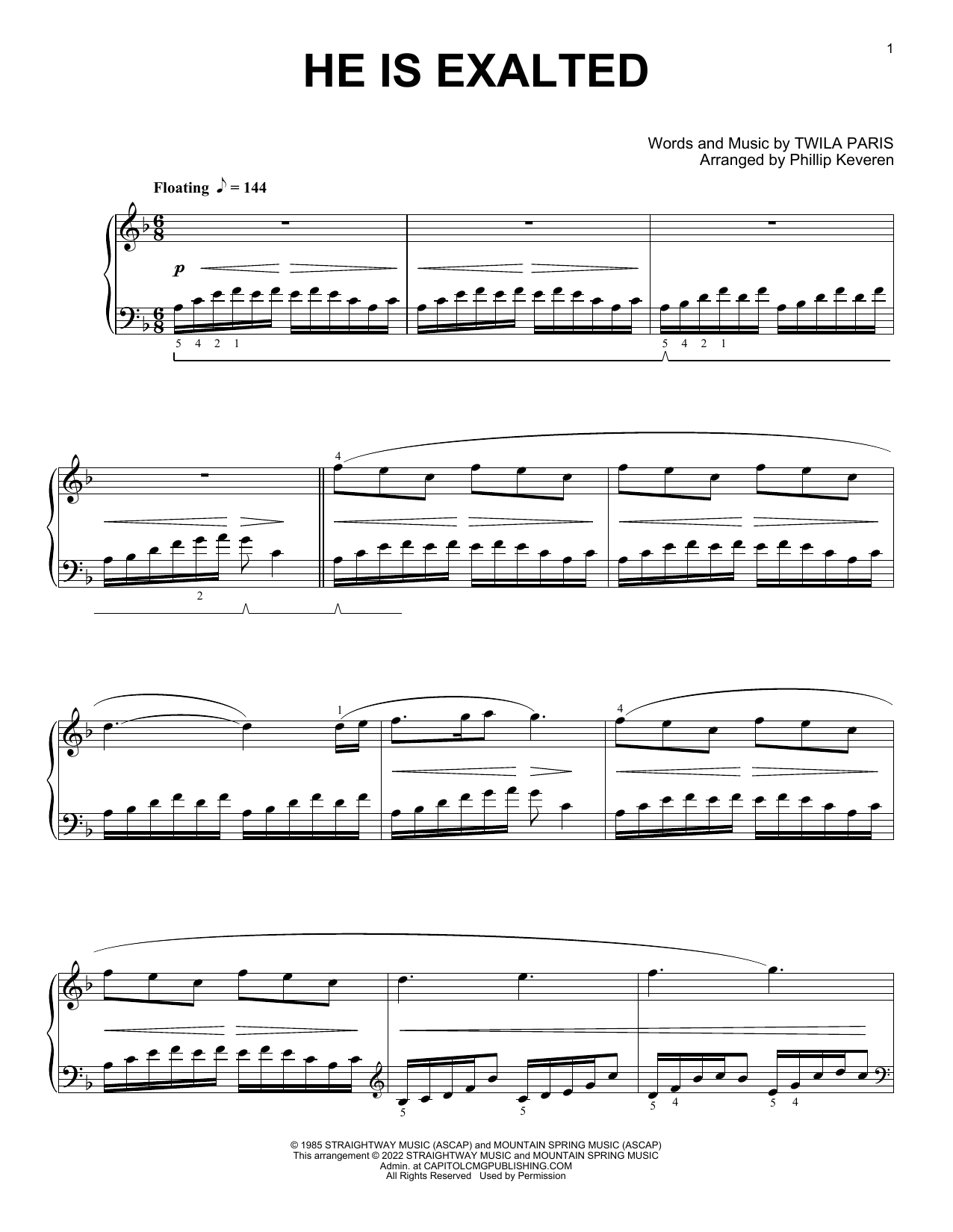 He Is Exalted [Classical version] (arr. Phillip Keveren) (Piano Solo) von Twila Paris