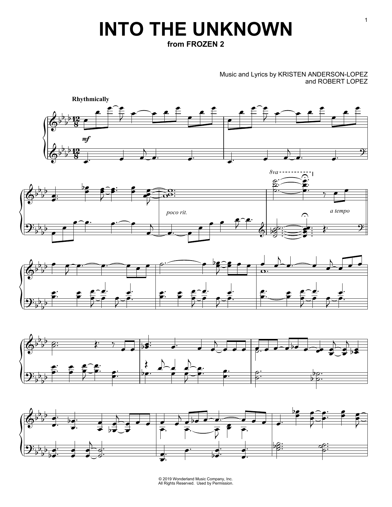 Into The Unknown (from Disney's Frozen 2) (Piano Solo) von Idina Menzel and AURORA