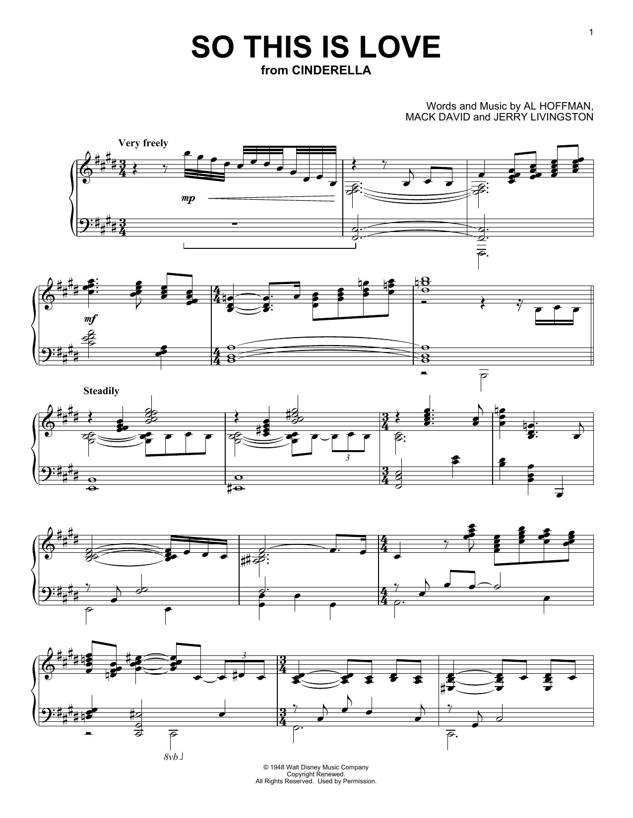 So This Is Love (from Cinderella) (Piano Solo) von Mack David, Al Hoffman and Jerry Livingston