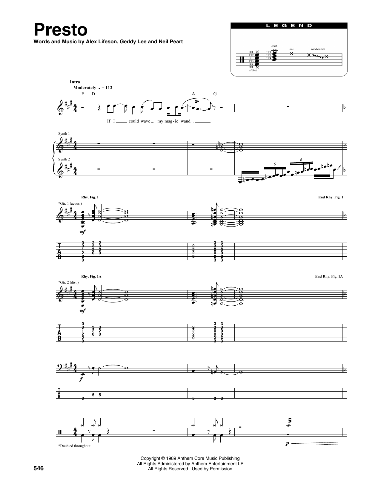 Presto (Transcribed Score) von Rush