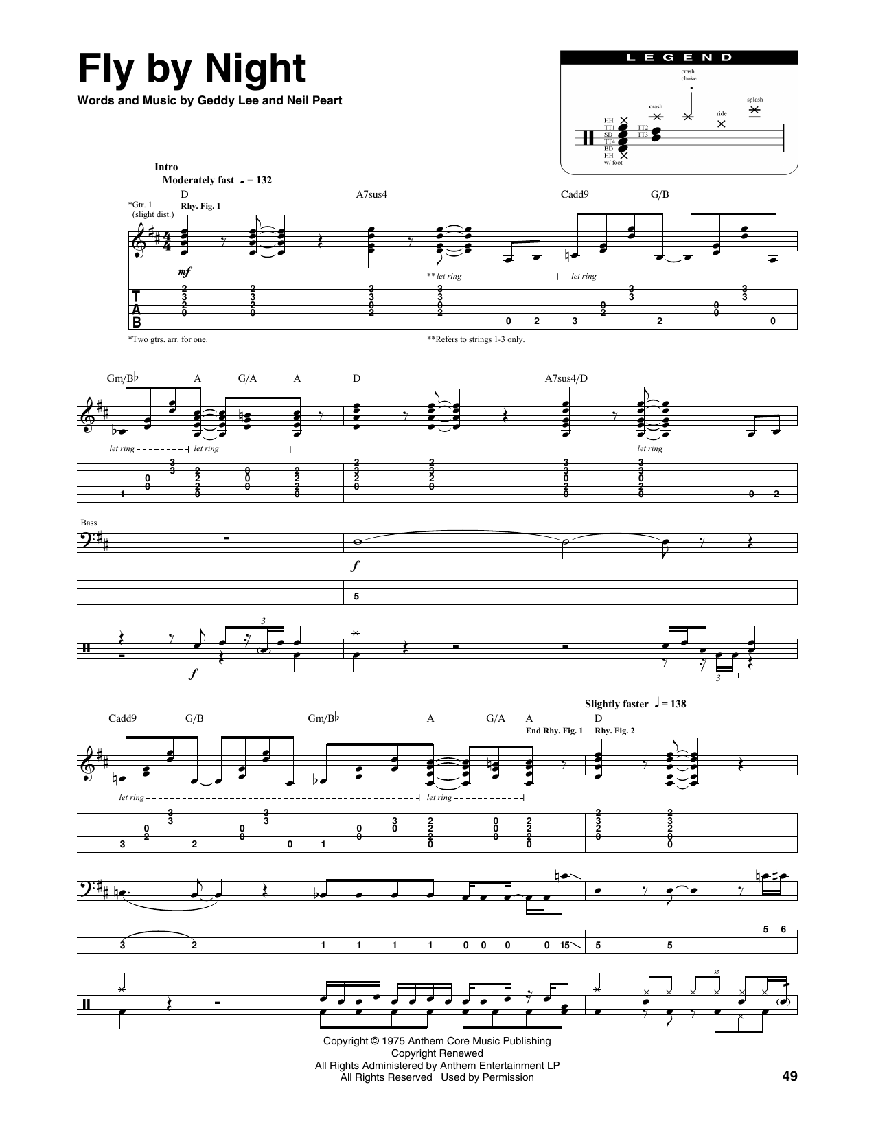 Fly By Night (Transcribed Score) von Rush