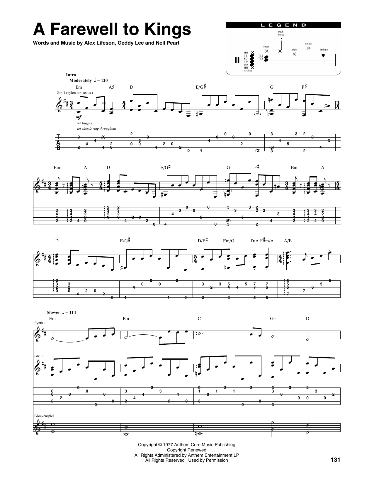 A Farewell To Kings (Transcribed Score) von Rush