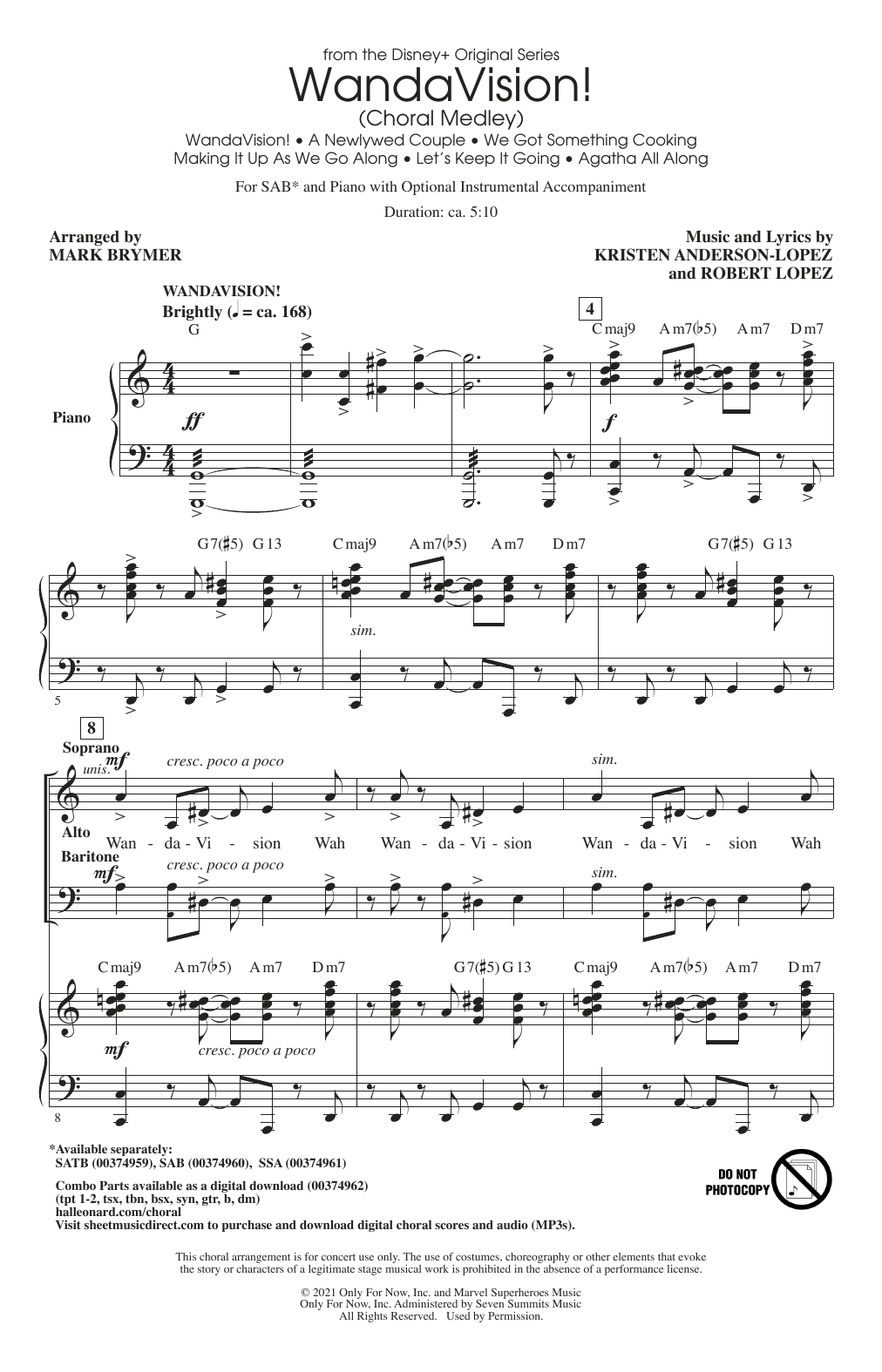 WandaVision! (Choral Medley) (arr. Mark Brymer) (SAB Choir) von Kristen Anderson-Lopez & Robert Lopez