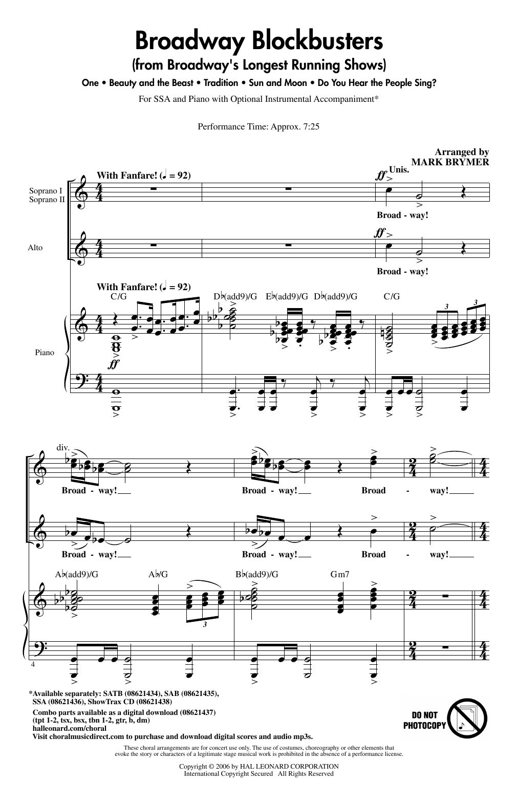 Broadway Blockbusters (from Broadway's Longest Running Shows) (SSA Choir) von Mark Brymer