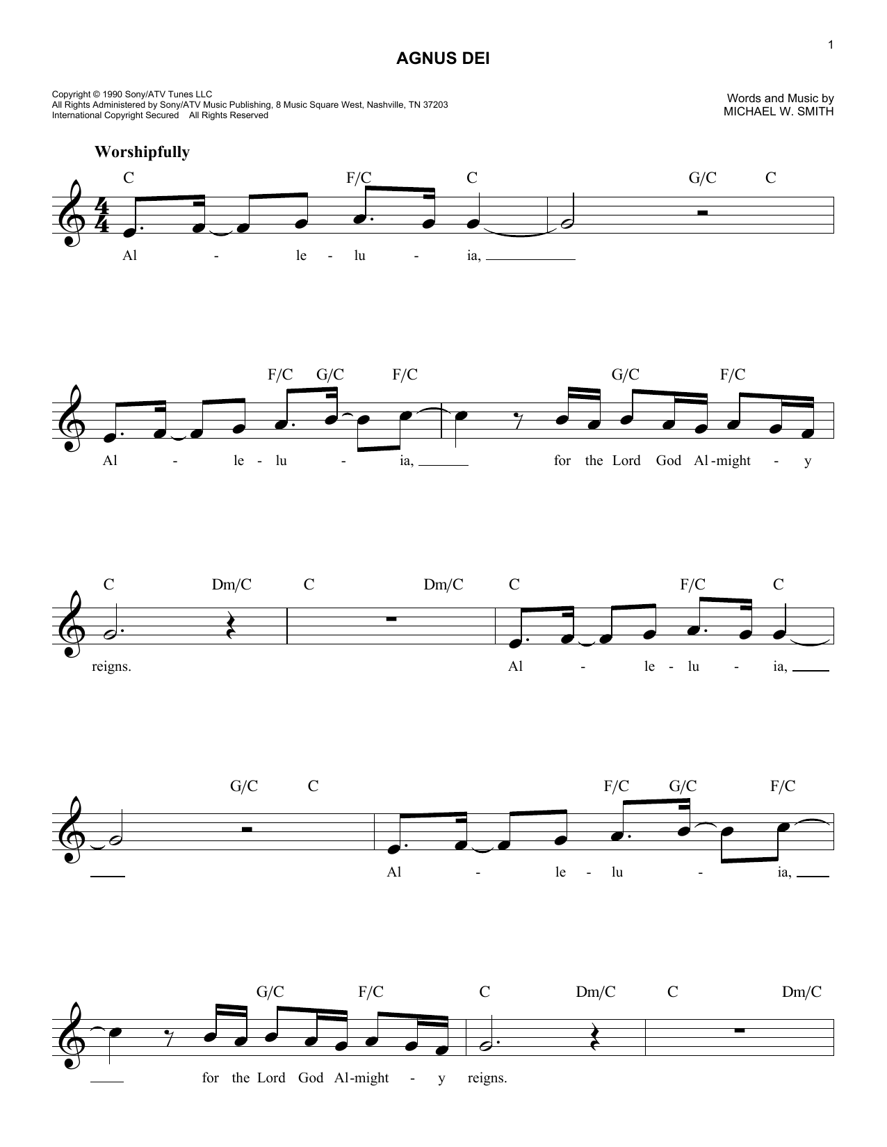 Agnus Dei (Lead Sheet / Fake Book) von Michael W. Smith