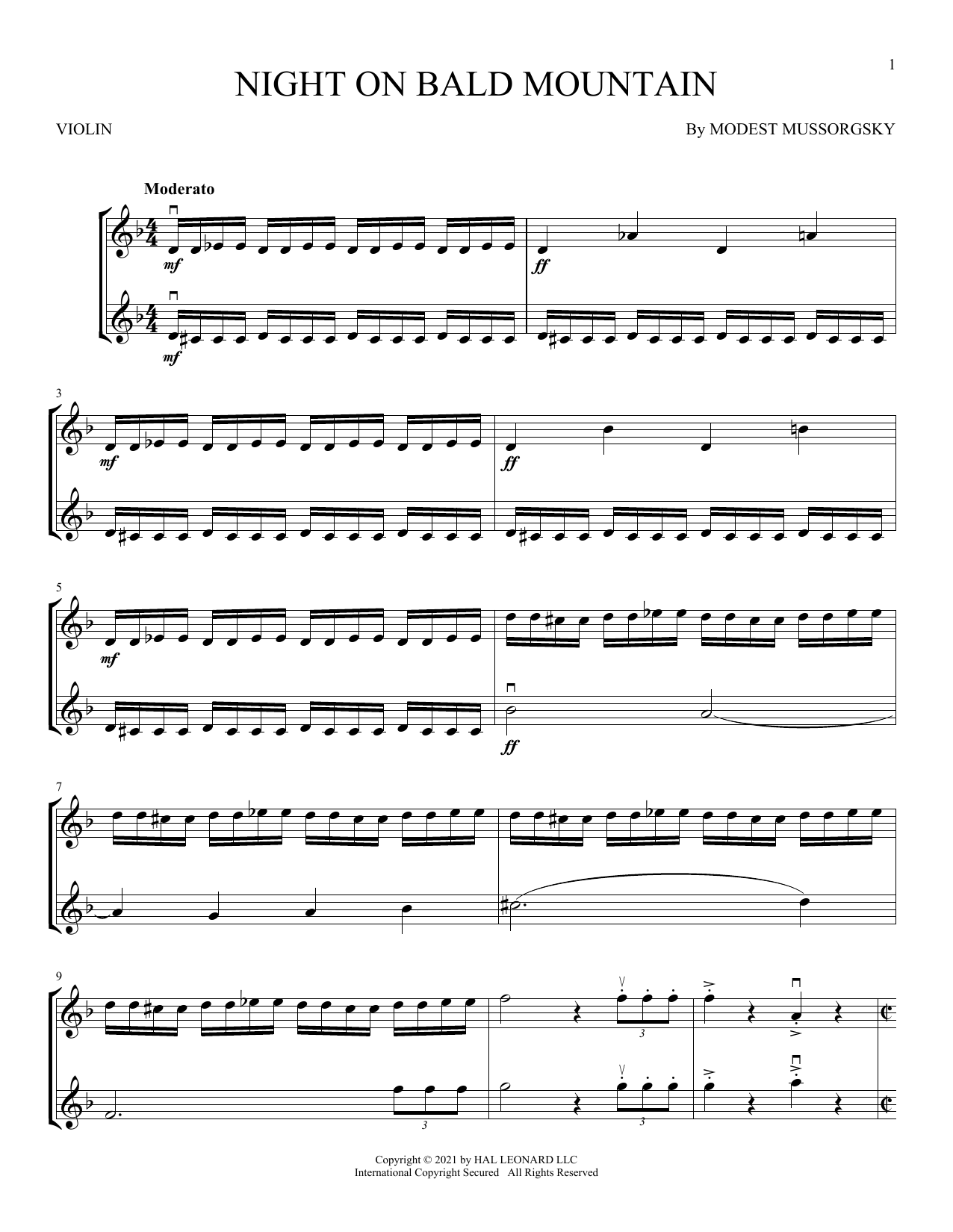 Night On Bald Mountain (Violin Duet) von Modest Mussorgsky