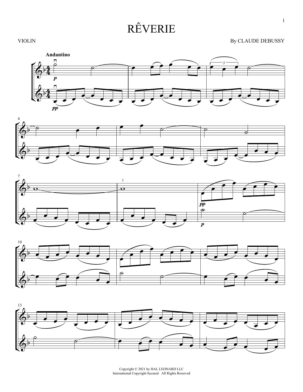 Reverie (Violin Duet) von Claude Debussy