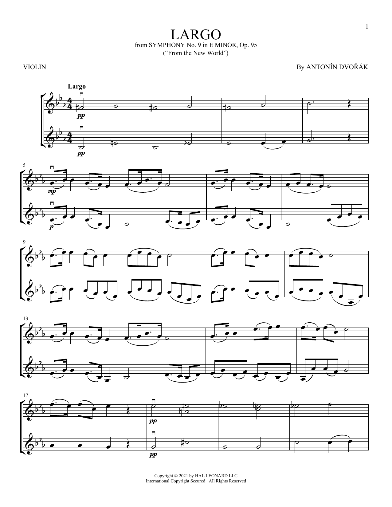 Largo (Violin Duet) von Antonin Dvorak
