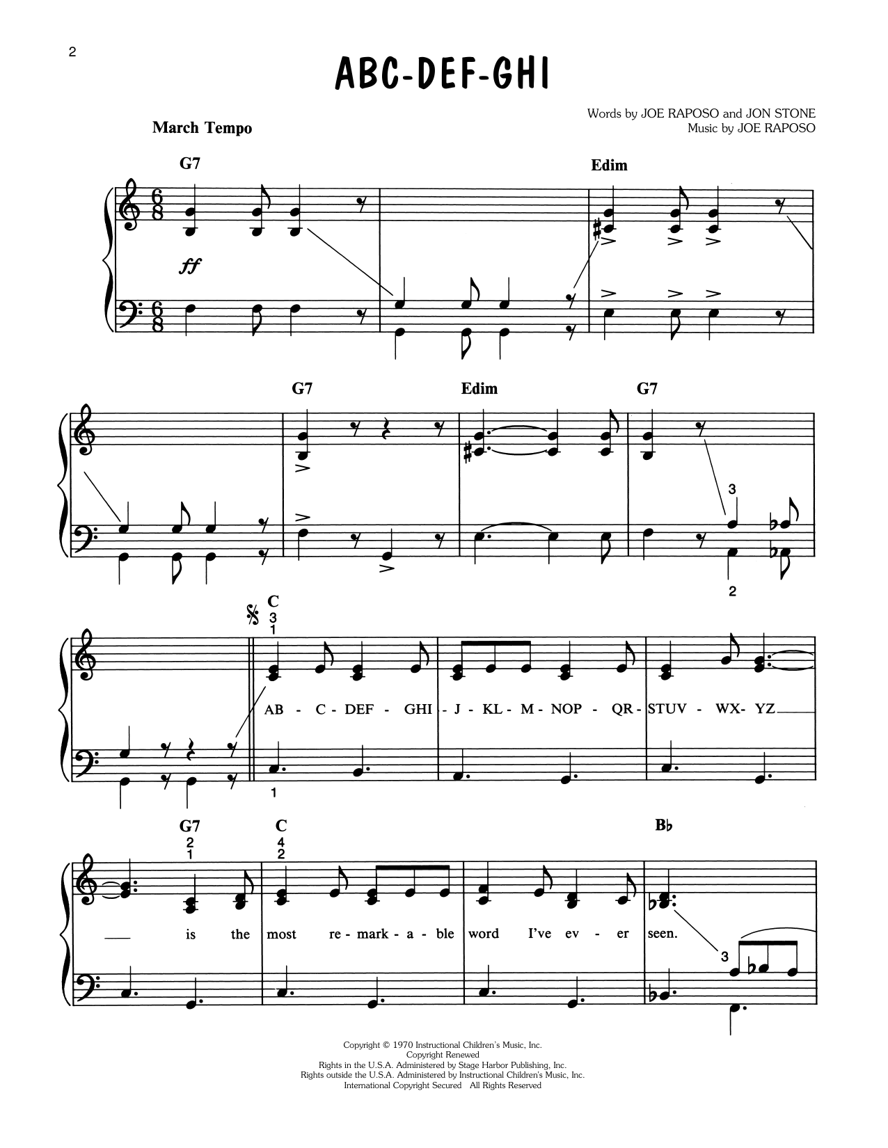 ABC-DEF-GHI (from Sesame Street) (Easy Piano) von Big Bird