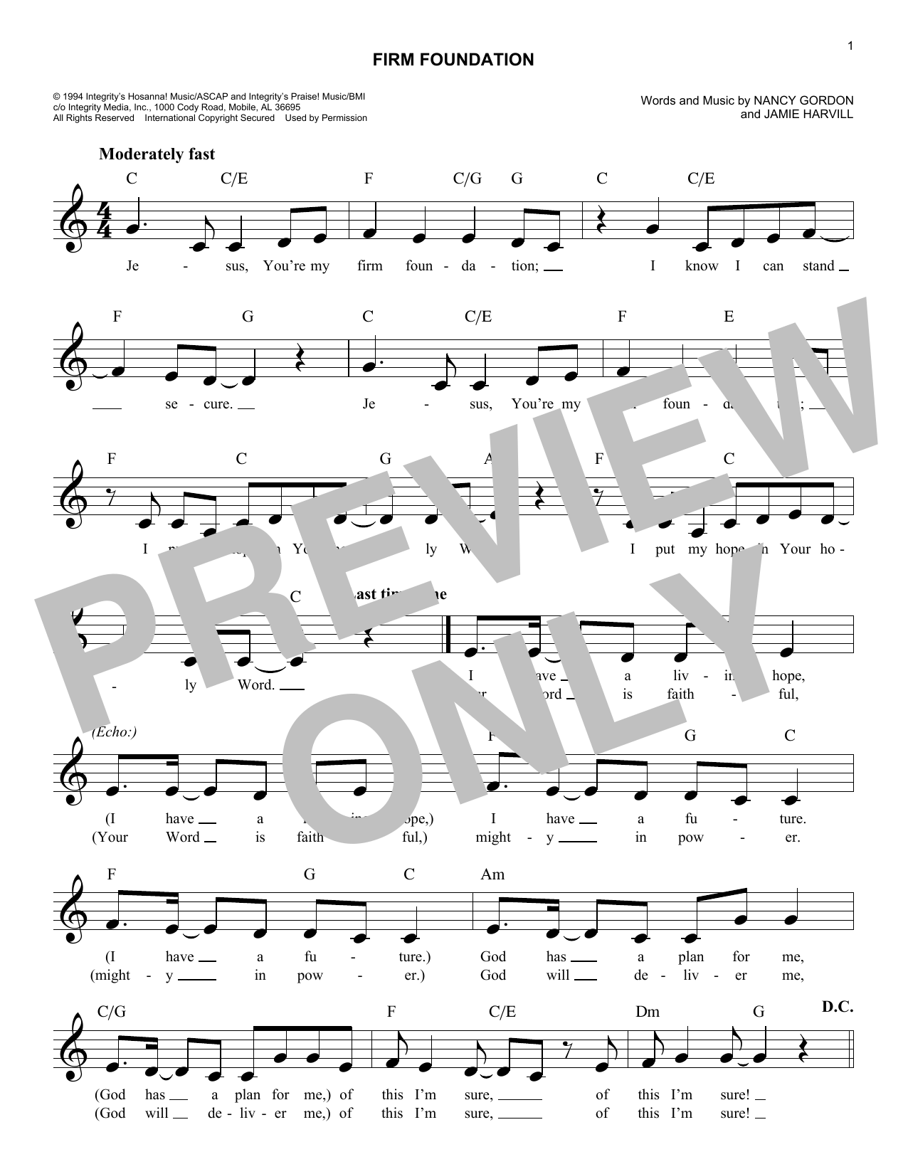 Firm Foundation (Lead Sheet / Fake Book) von Jamie Harvill