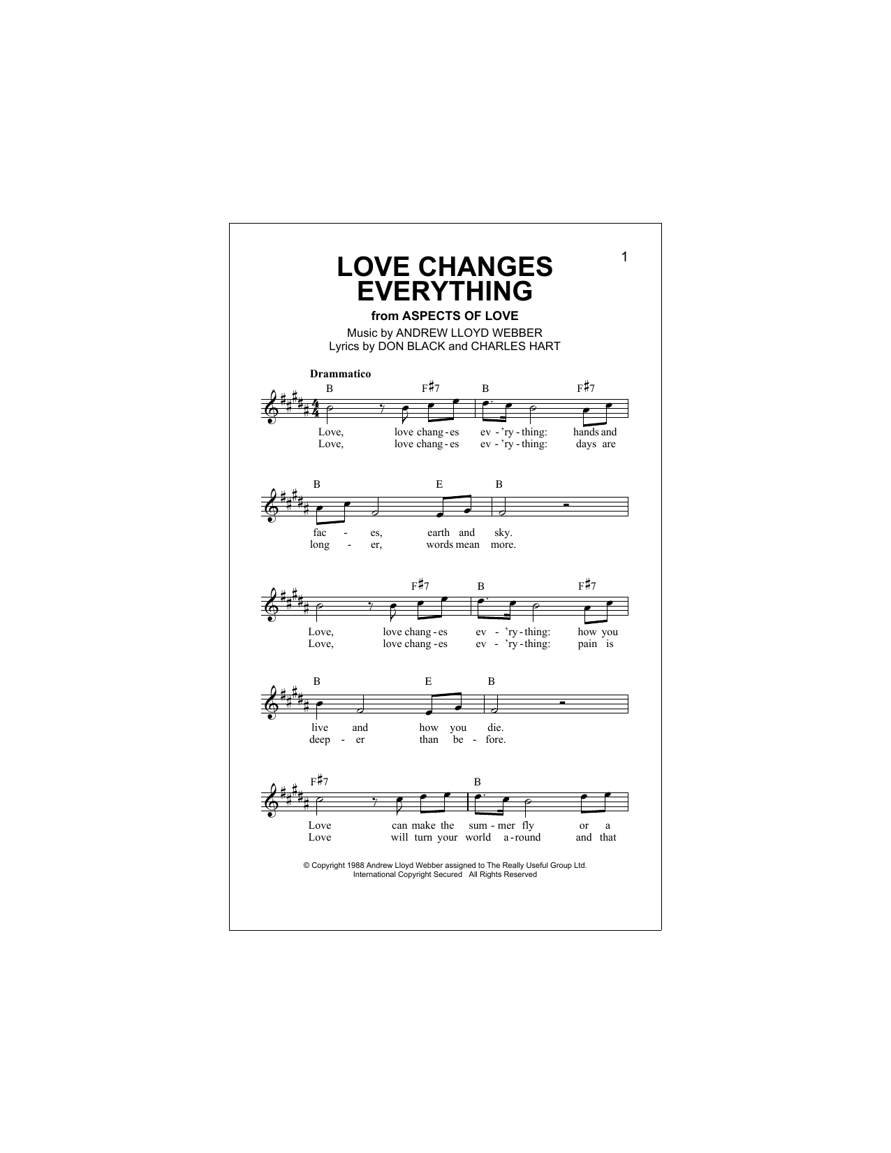 Love Changes Everything (from Aspects Of Love) (Lead Sheet / Fake Book) von Andrew Lloyd Webber