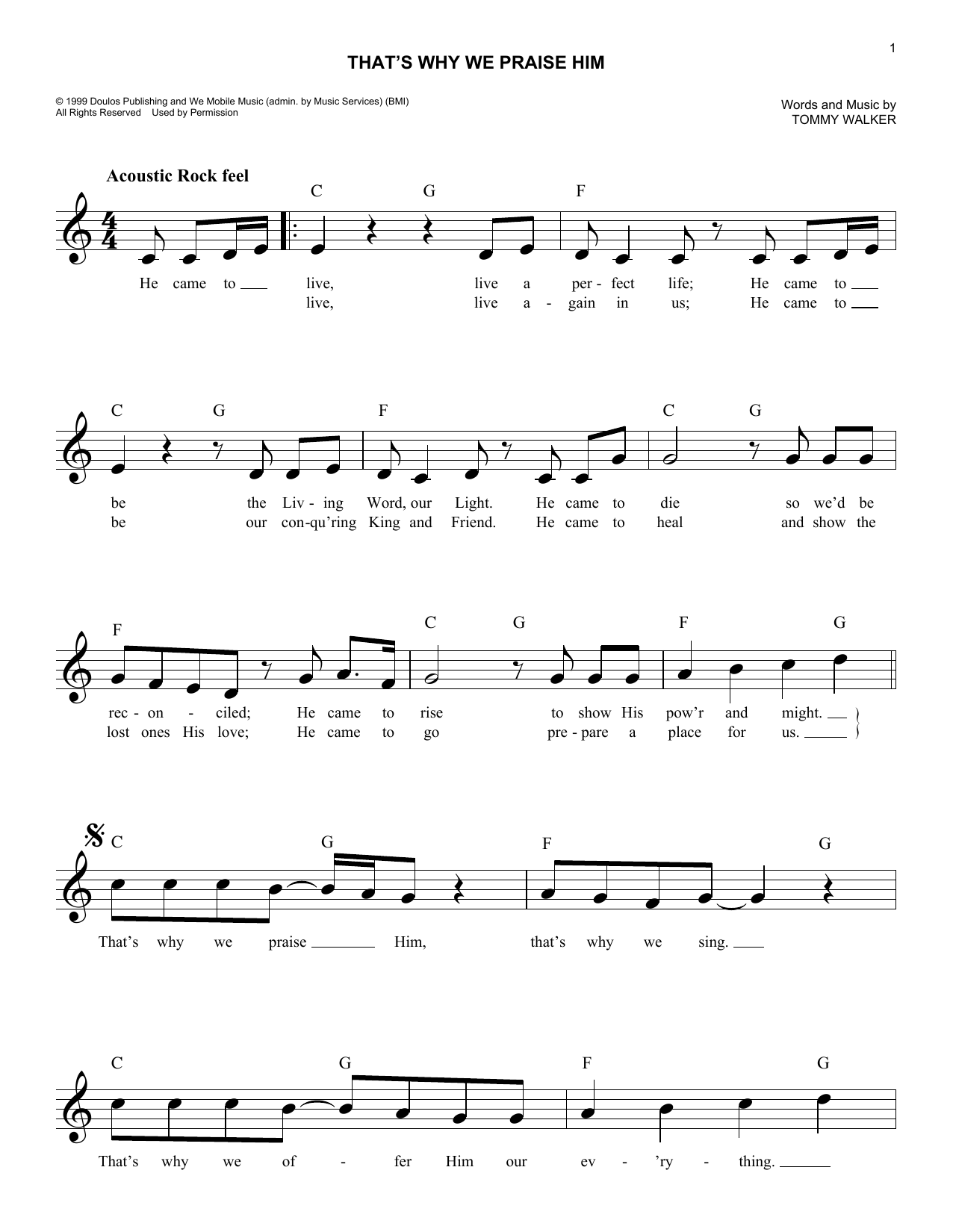 That's Why We Praise Him (Lead Sheet / Fake Book) von Tommy Walker