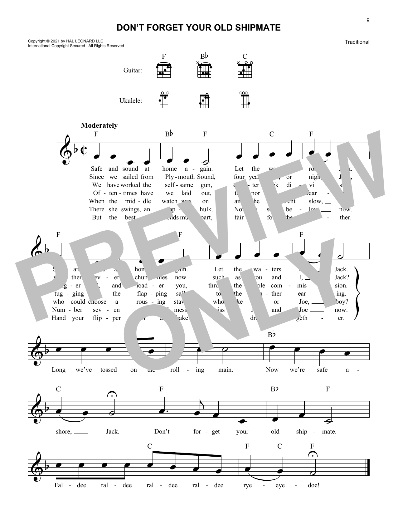 Don't Forget Your Old Shipmate (Lead Sheet / Fake Book) von Traditional