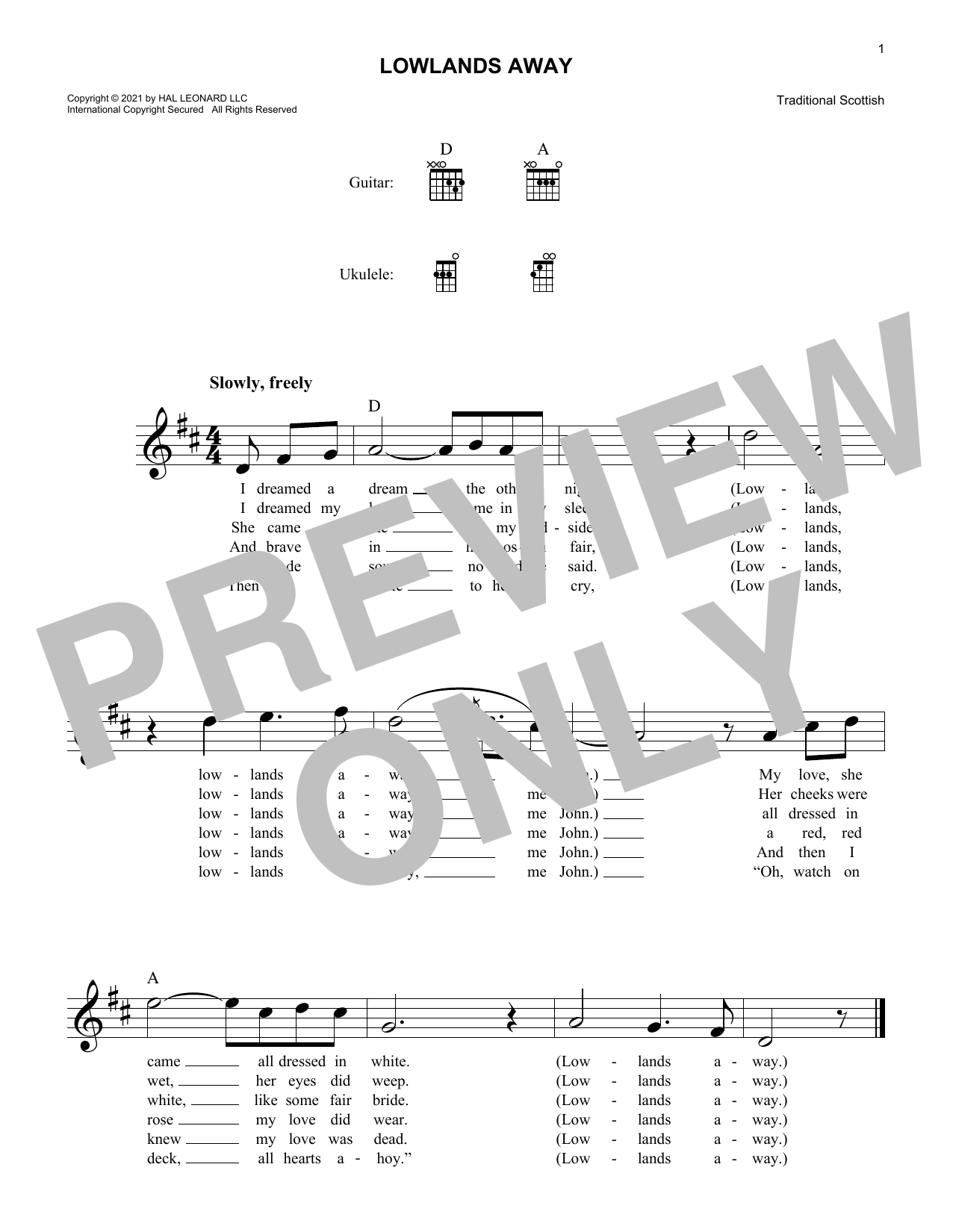 Lowlands Away (Lead Sheet / Fake Book) von Traditional Scottish